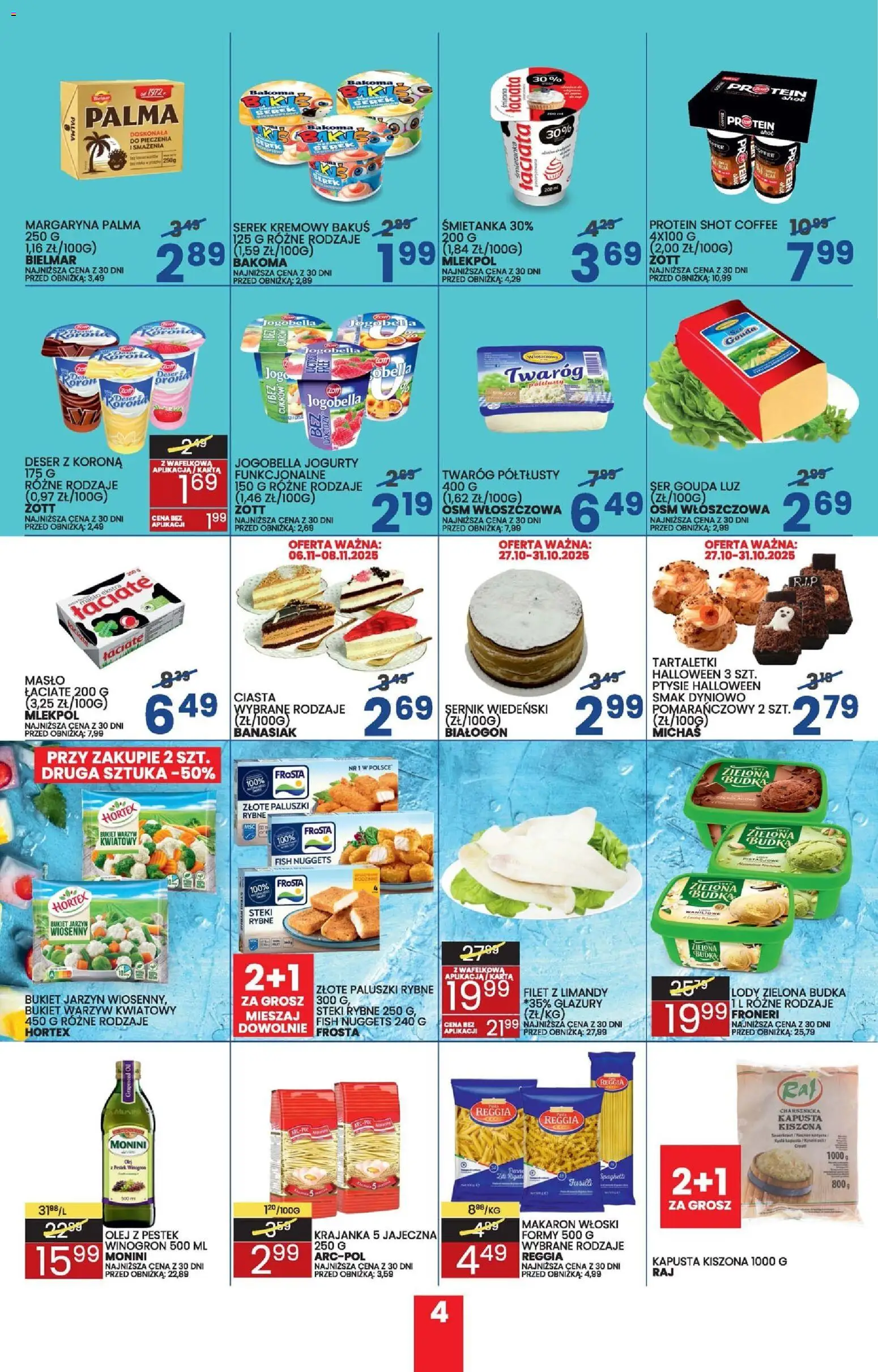 Wafelek Gazetka od 27.10.2025 | Strona: 4 | Produkty: Kapusta kiszona, Steki, Nuggets, Lody