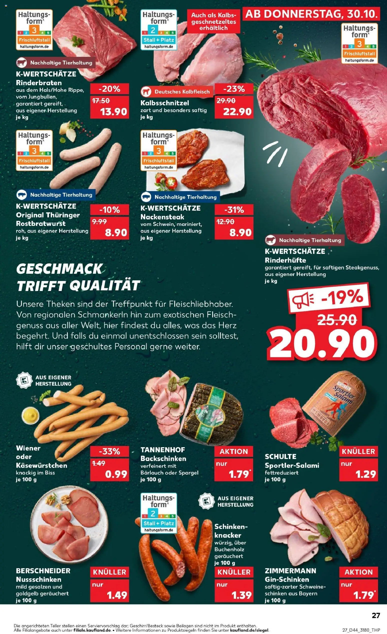 Kaufland prospekt Dallgow-Döberitz	 – gültig ab 30.10.2025 | Seite: 27 | Produkte: Spargel, Salami, Schinken, Steak