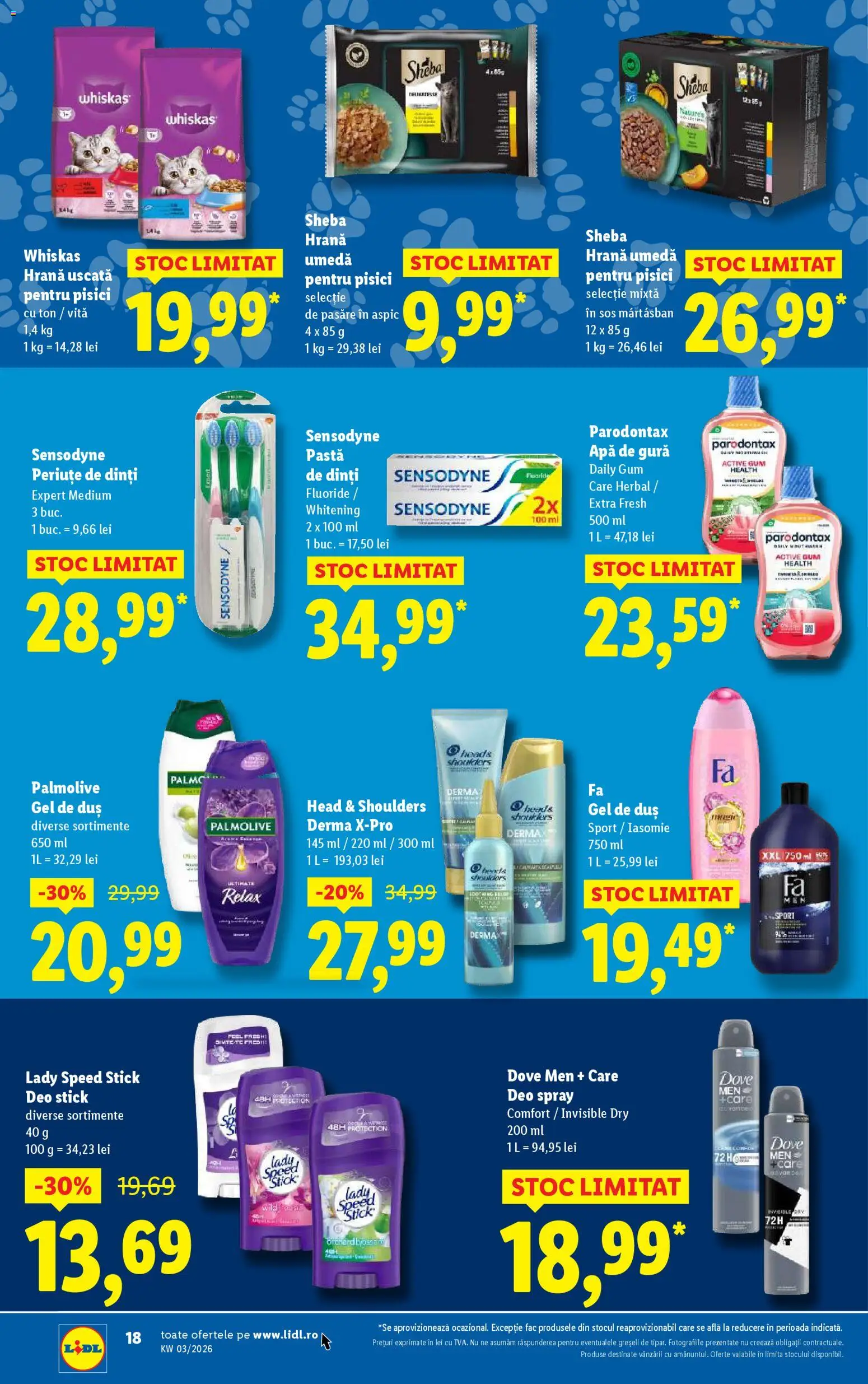 Noul catalog Lidl – valabil de la 12.01.2026 | Pagină: 18 | Produse: Duș, Deodorant, Pastă de dinți, Apă