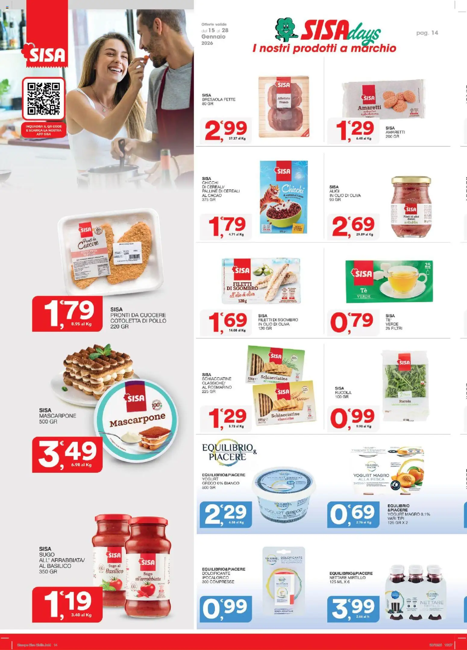 Volantino SISA del 15.01.2026 | Pagina: 14 | Prodotti: Rucola, Cereali, Olio, Sgombro