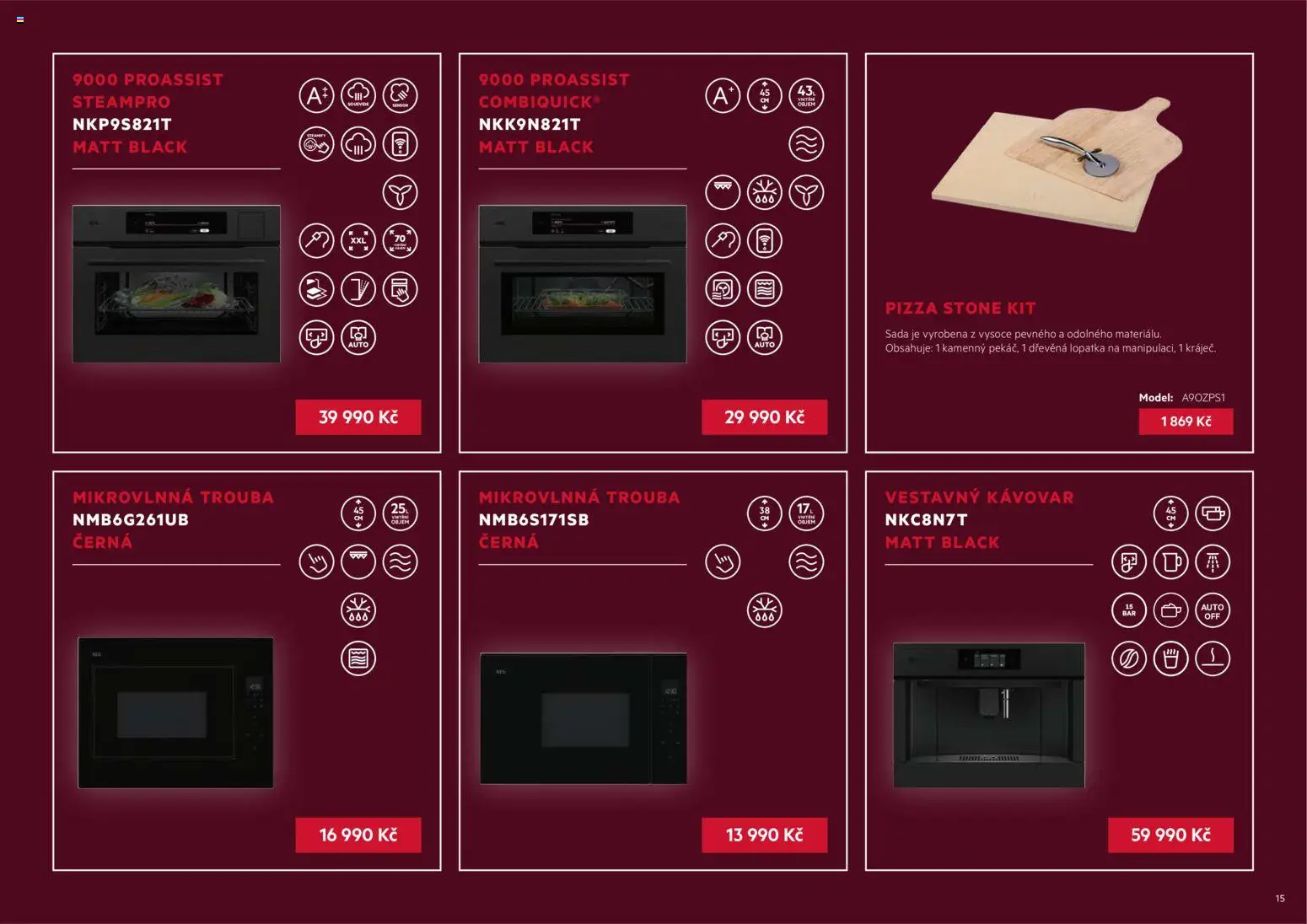 Möbelix leták - AEG od 01.09.2025 | Strana: 15 | Produkty: Pizza, Trouba, Mikrovlnná trouba, Kávovar