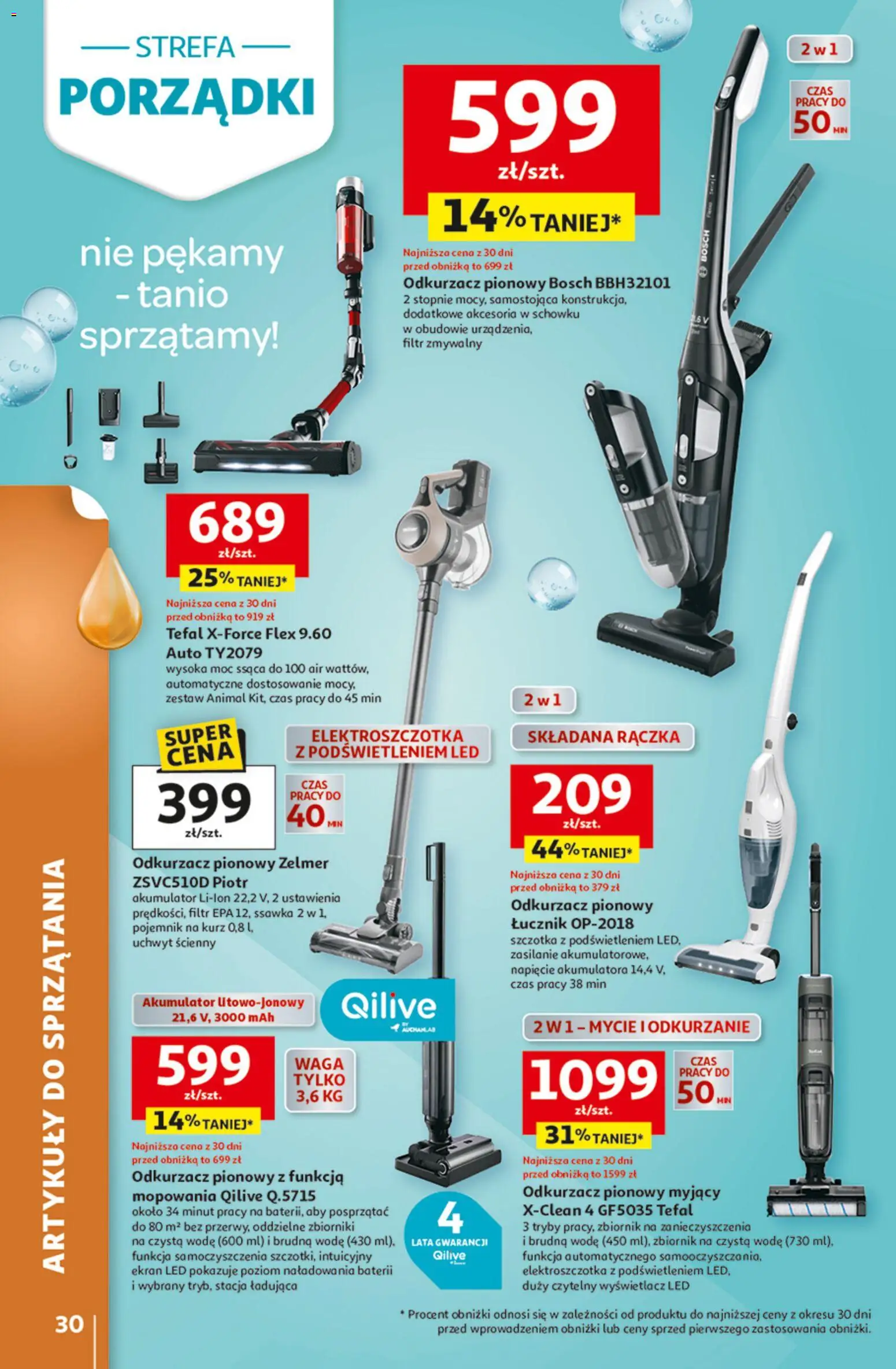 Auchan gazetka - Strefa Porządki Hipermarket od 18.03.2026 | Strona: 30 | Produkty: Waga, Odkurzacz, Odkurzacz pionowy, Szczotka