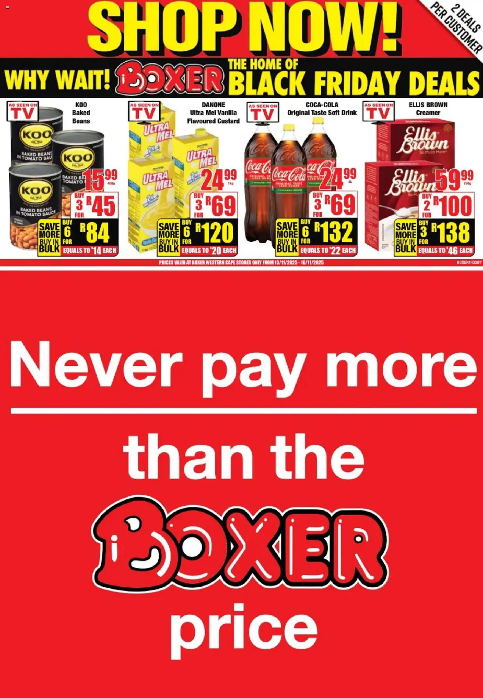 New Boxer catalogue – valid from 13.11.2025 | Page: 1 | Products: Beans, Creamer, Tomato sauce, Sauce
