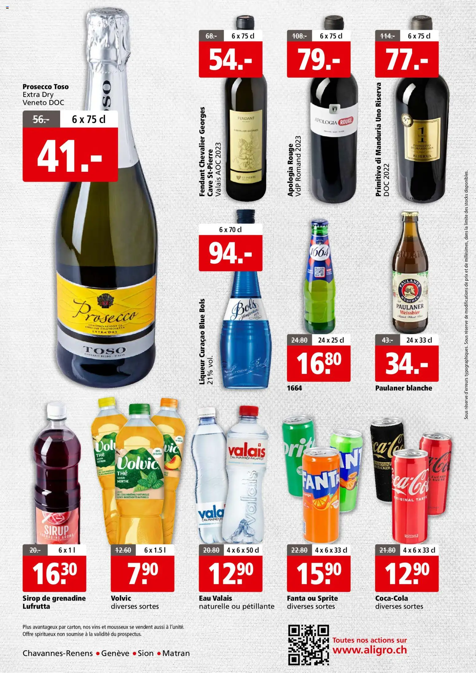 Aligro aktionen Business Chavannes, Matran, Genève, Sion – gültig ab 13.04.2026 | Seite: 4 | Produkte: Sprite, Weißbier, Sirup, Rouge