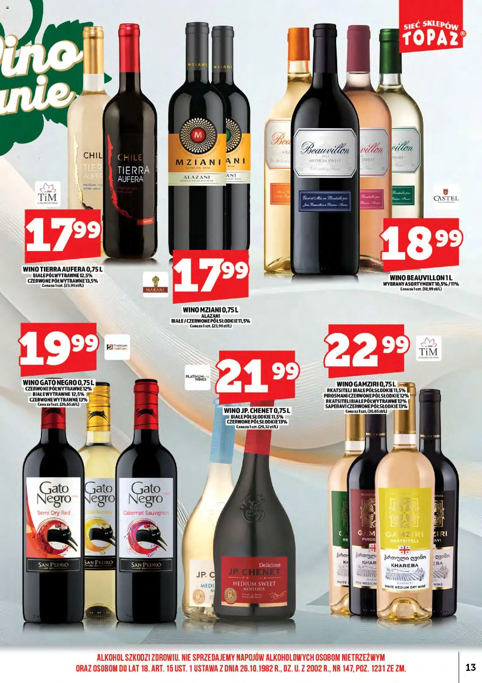Topaz gazetka alkoholowa od 01.05.2026 | Strona: 15 | Produkty: Wino, Alkohol