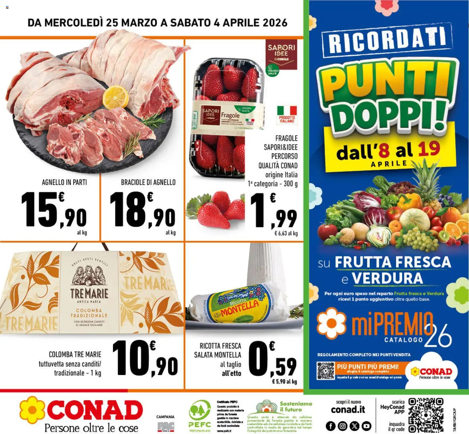 Volantino Conad del 25.03.2026 | Pagina: 28 | Prodotti: Fragole, Frutta, Ricotta, Agnello