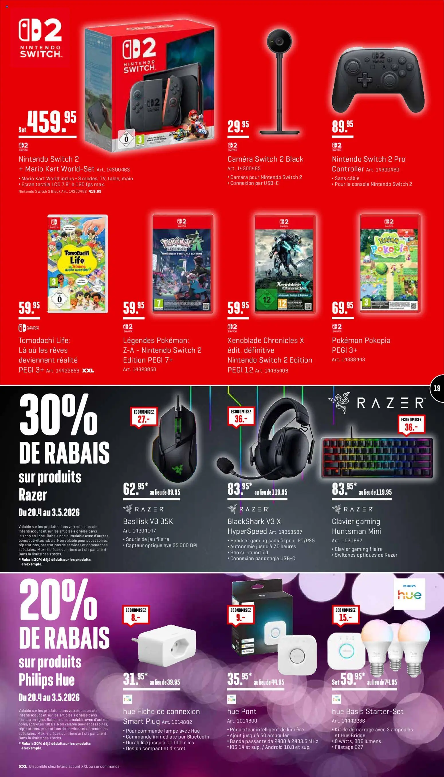 Interdiscount aktionen FR – gültig ab 20.04.2026 | Seite: 19 | Produkte: Lampe, Headset, Philips