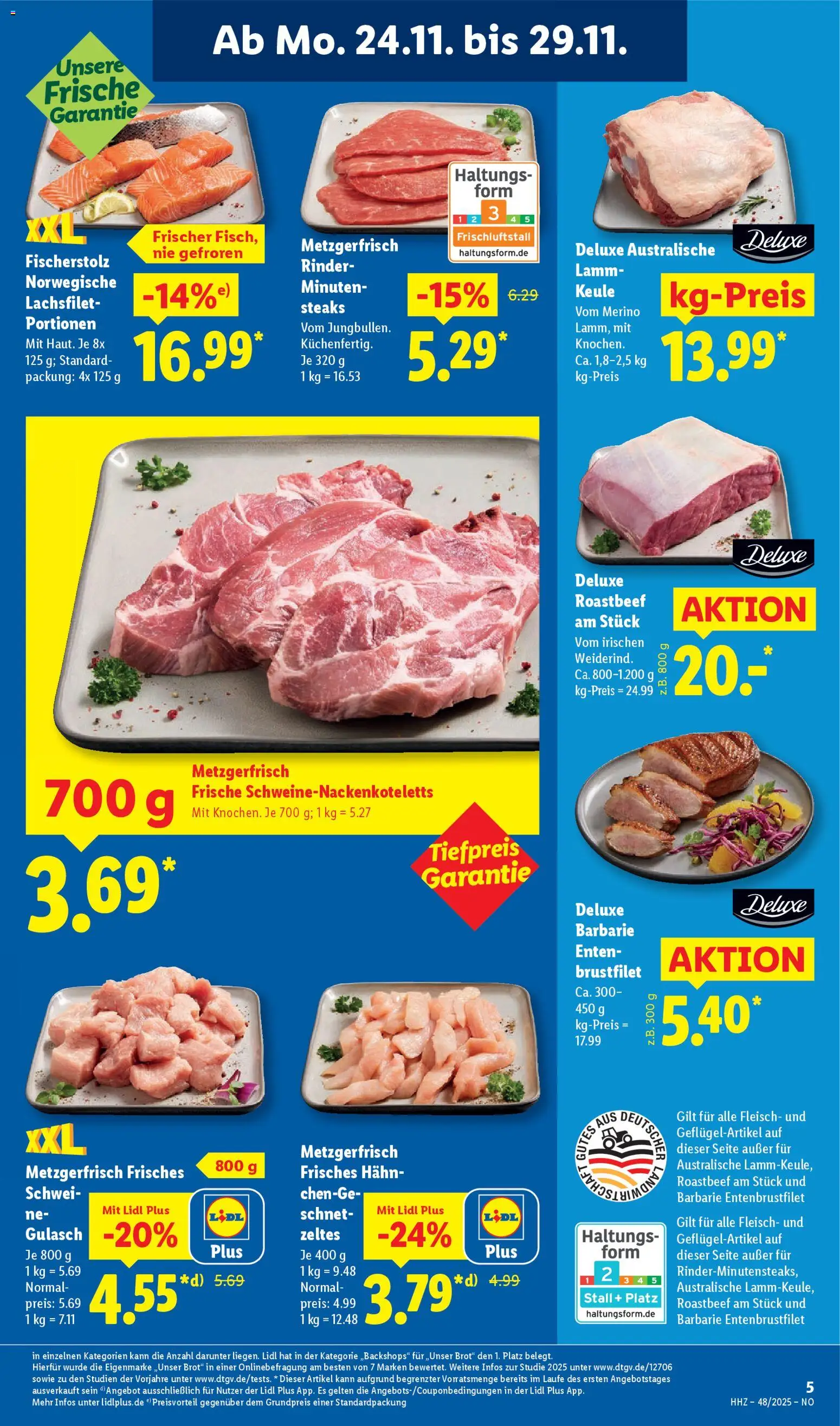 Lidl Prospekt Holzminden – gültig ab 24.11.2025 | Seite: 7 | Produkte: Roastbeef, Gulasch, Brot, Fleisch
