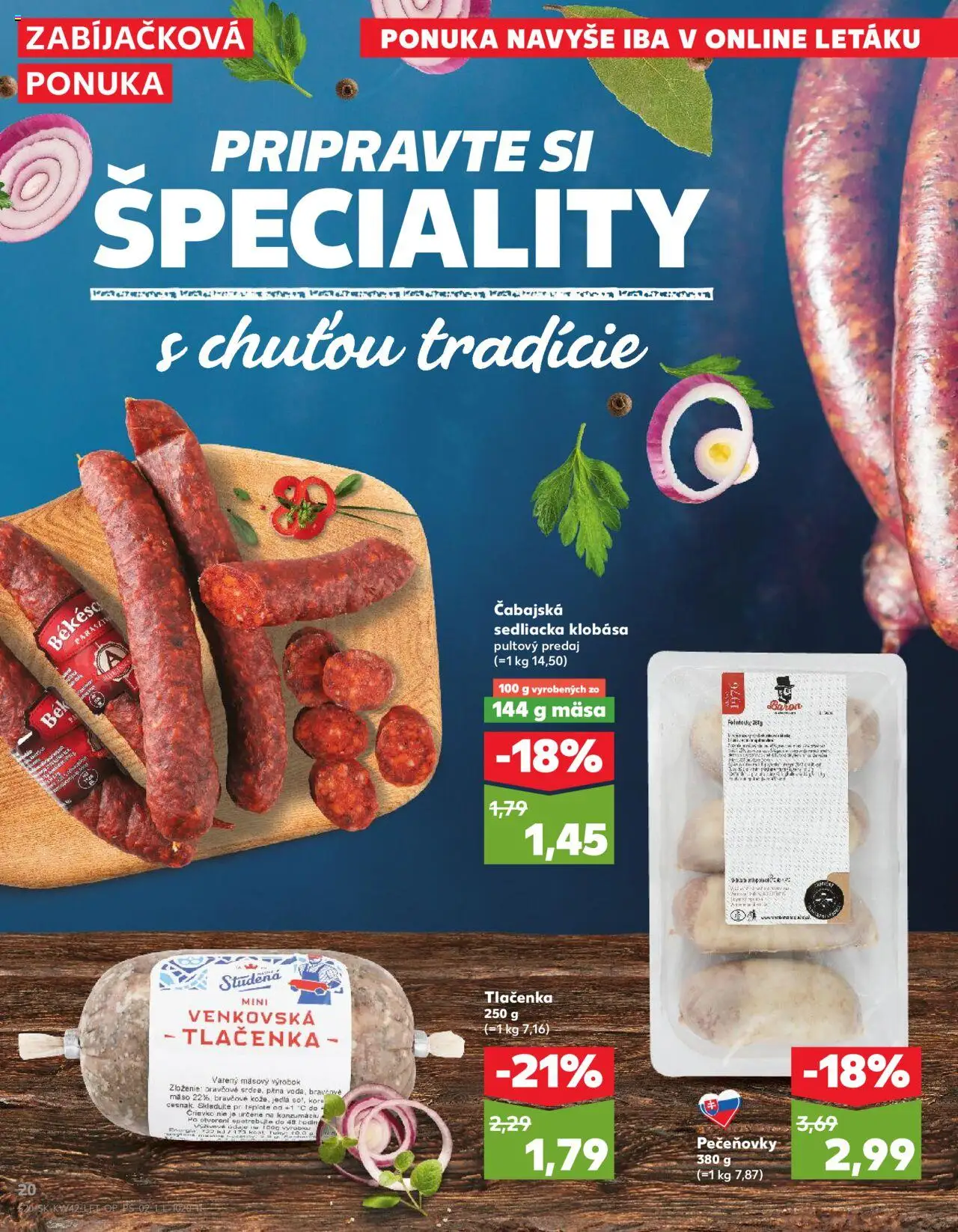 Nové Kaufland akcie – leták je platný od 16.10.2025 | Strana: 20 | Produkty: Klobása