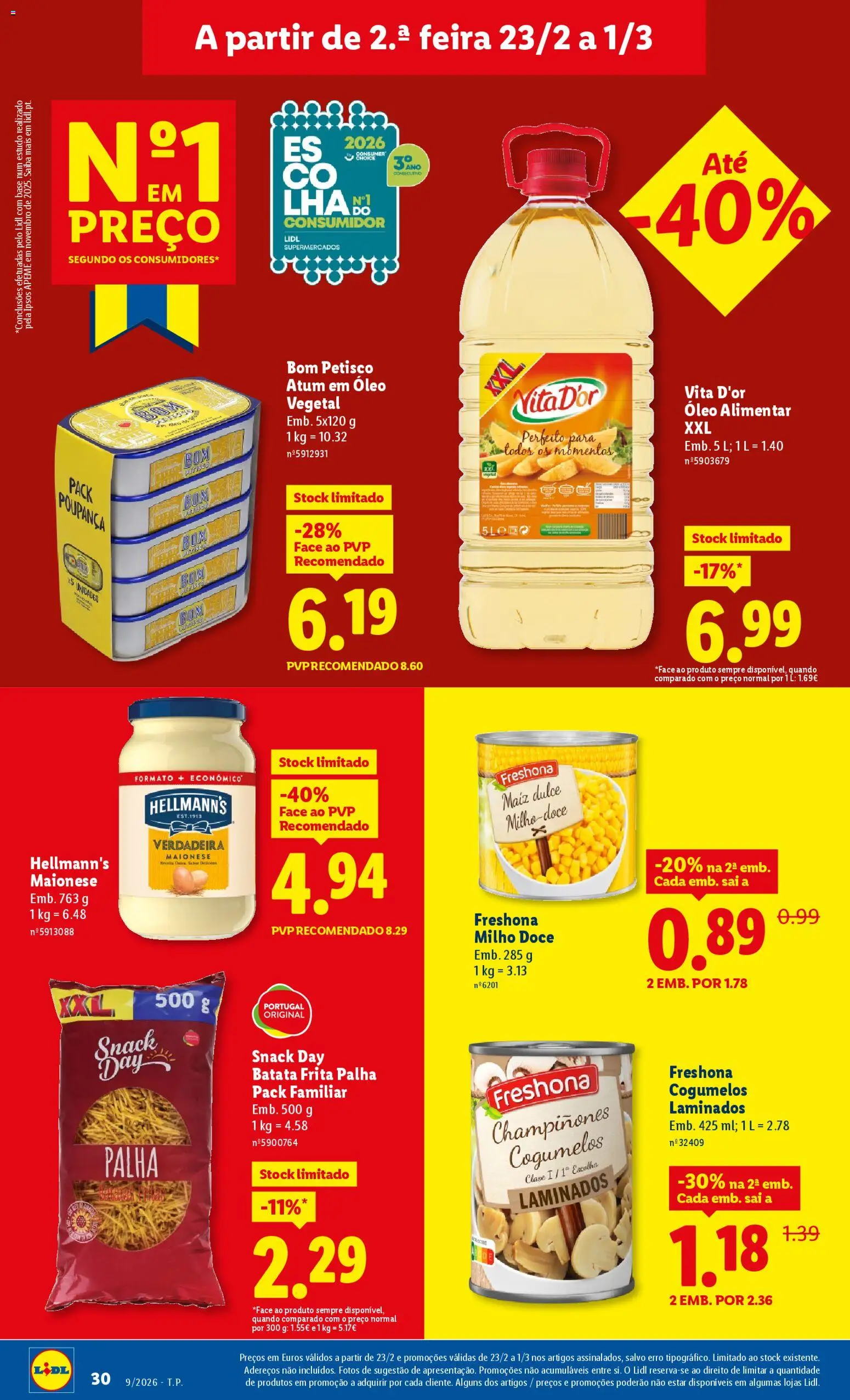 Lidl folheto │ válido de 23.02.2026 | Página: 30 | Produtos: Batata frita, Óleo, Maionese, Milho