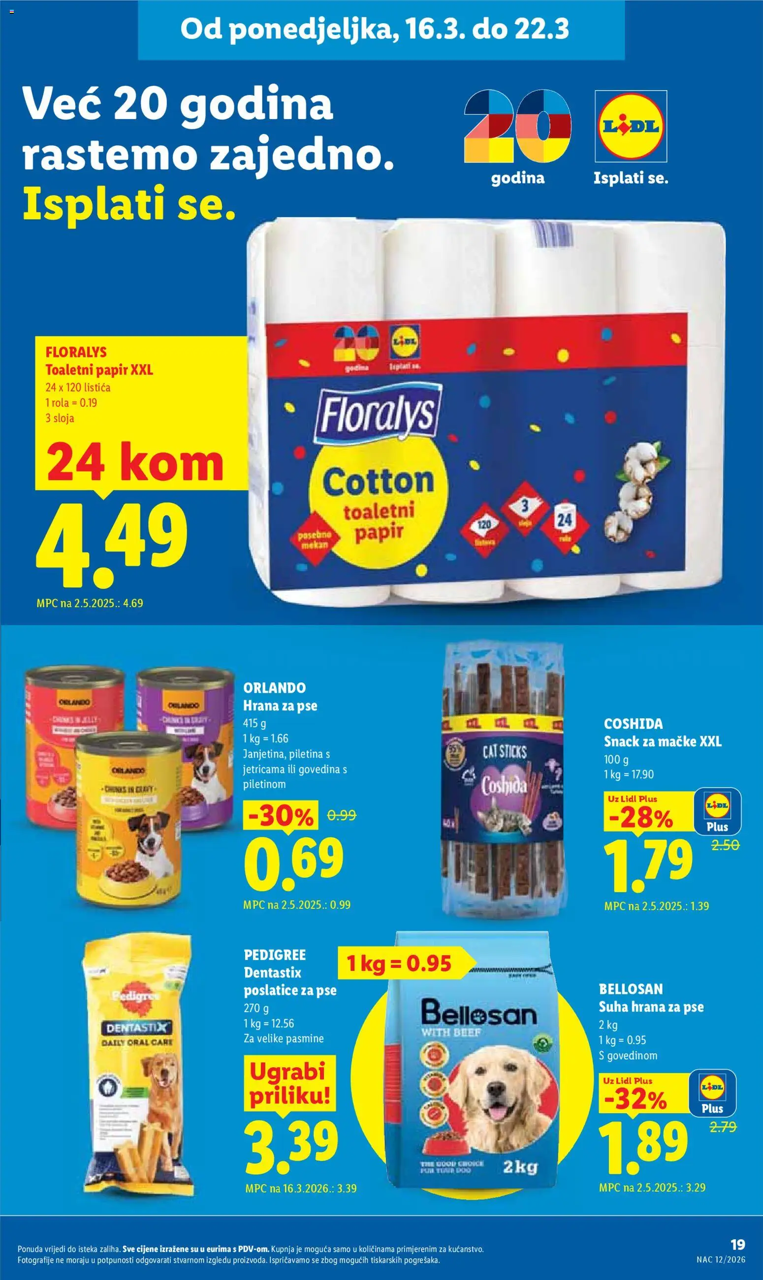 Lidl katalog | vrijedi od 16.03.2026 | Stranica: 19 | Proizvodi: Piletina, Govedina, Toaletni papir, Suha hrana za pse
