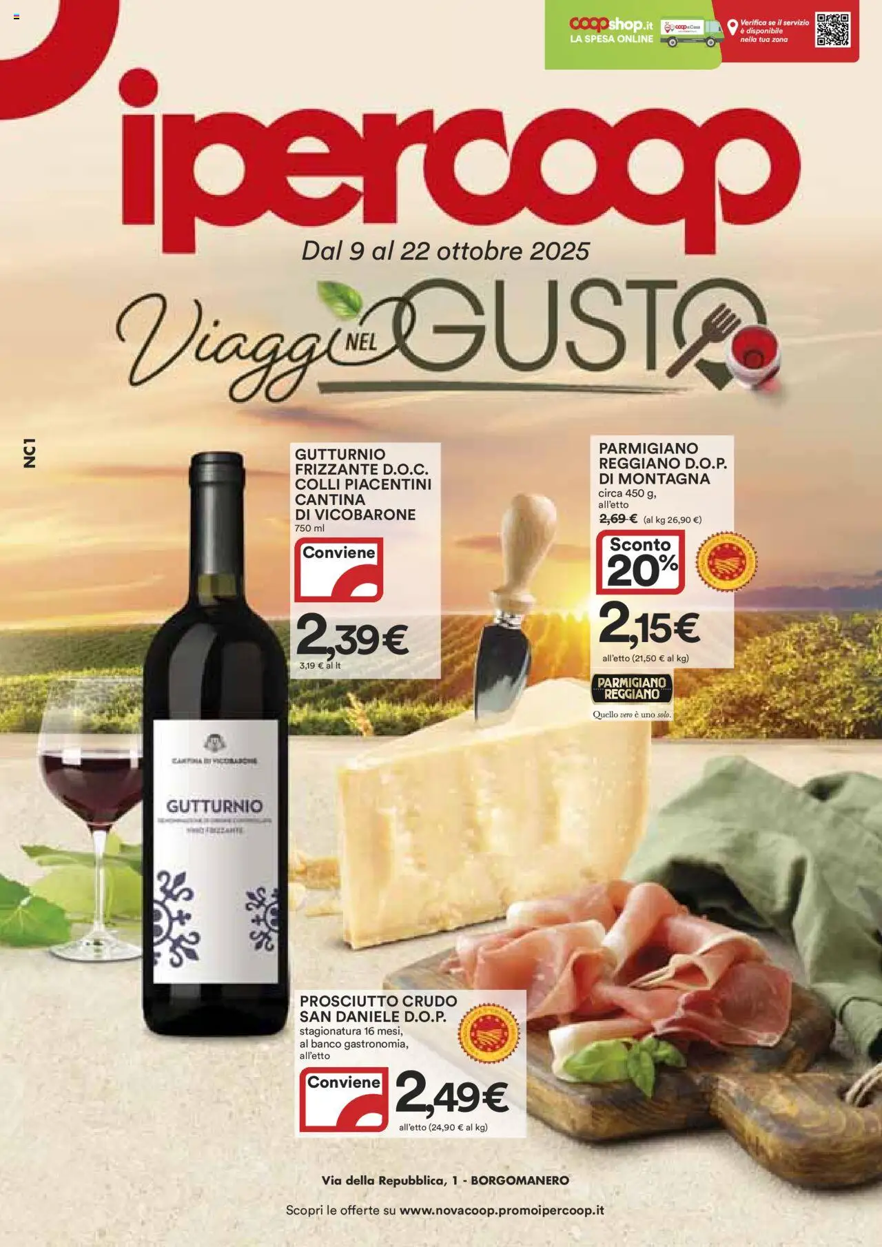 Volantino Ipercoop del 09.10.2025 | Pagina: 1 | Prodotti: Prosciutto Crudo, Prosciutto, Parmigiano reggiano, Parmigiano