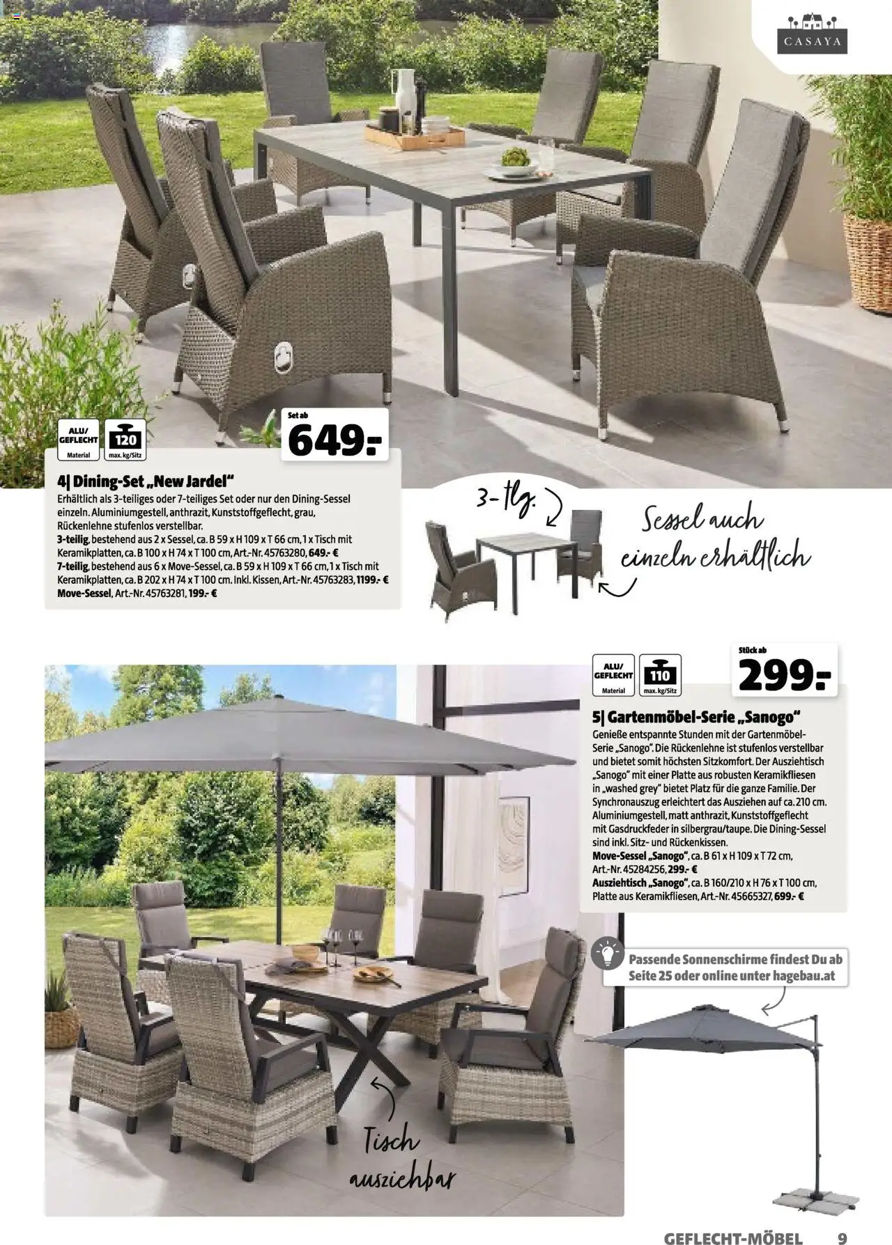 Hagebau Gartenkatalog 2025 gültig ab 05.03.2025 | Seite: 9 | Produkte: Tisch, Gartenmöbel