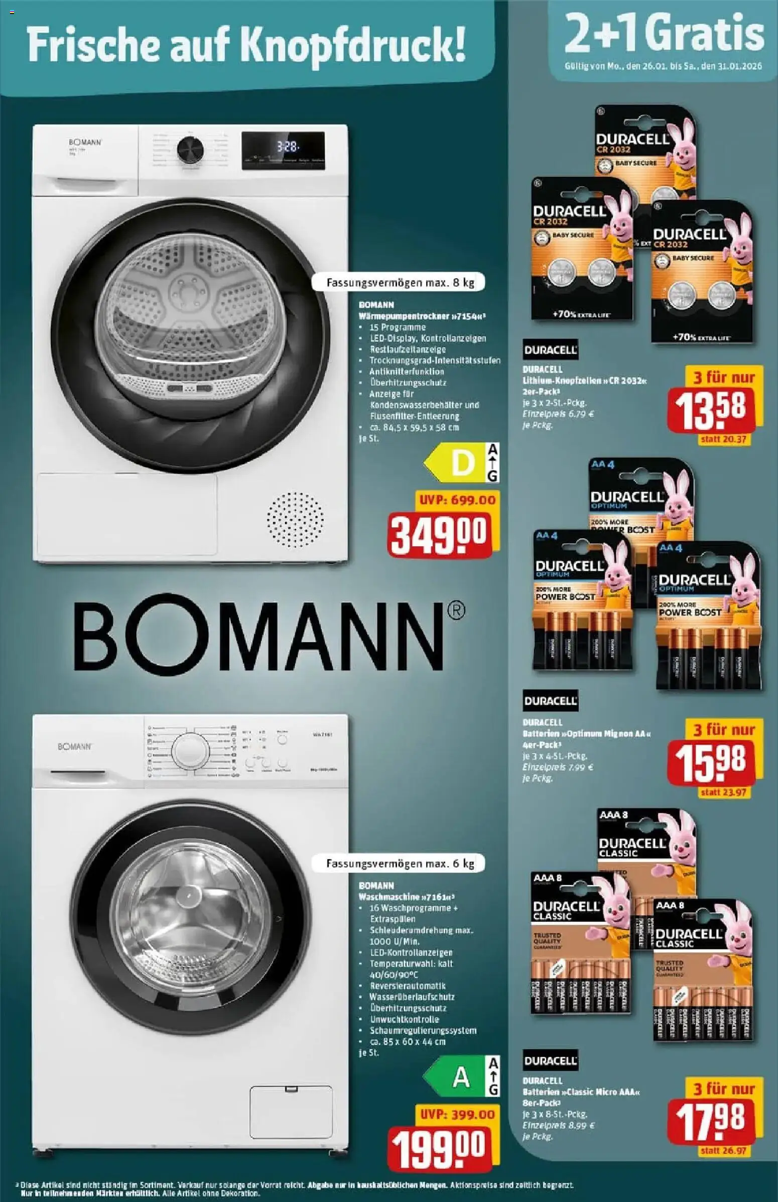 Rewe prospekt Braunschweig	 – gültig ab 26.01.2026 | Seite: 37 | Produkte: Batterien, Waschmaschine