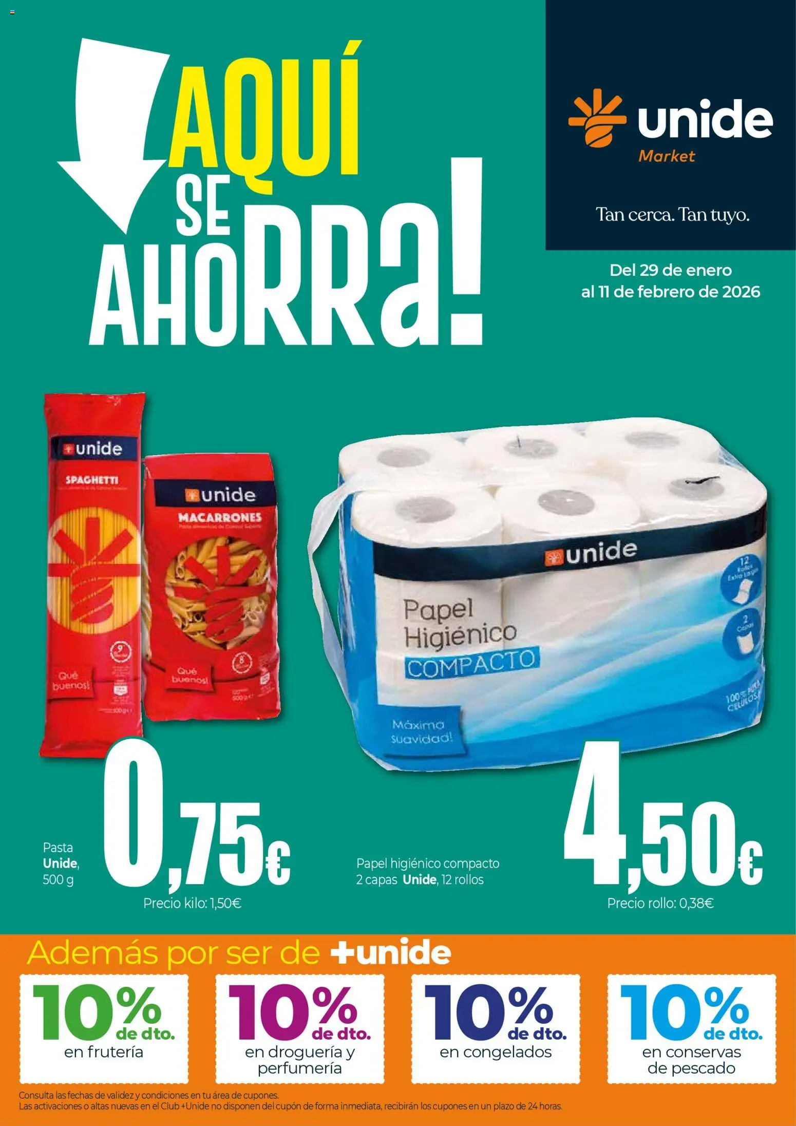 Unide folleto │ válido desde el 29.01.2026 | Página: 1 | Productos: Papel higienico, Pescado, Pasta