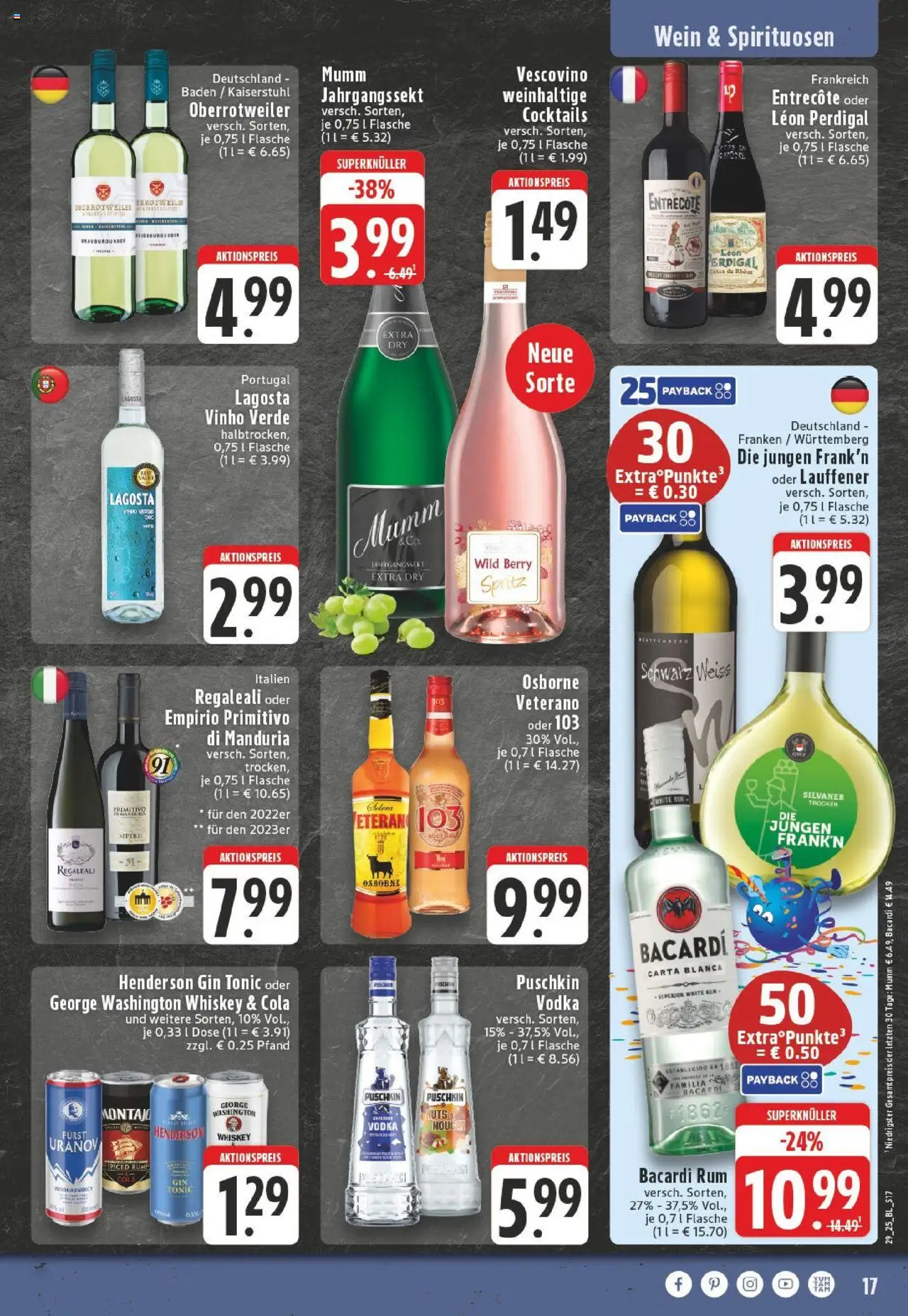 Edeka prospekt Versmold	 - gültig ab dem 13.07.2025 | Seite: 17 | Produkte: Bacardi, Rum, Gin, Whiskey