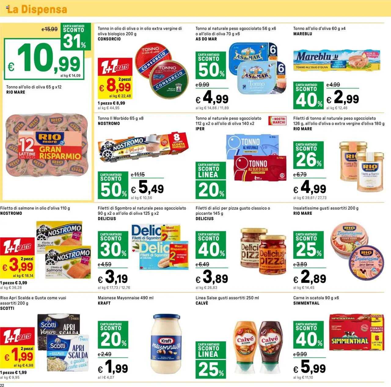 Volantino Iper del 01.08.2025 | Pagina: 22 | Prodotti: Salmone, Cous cous, Sgombro, Alici