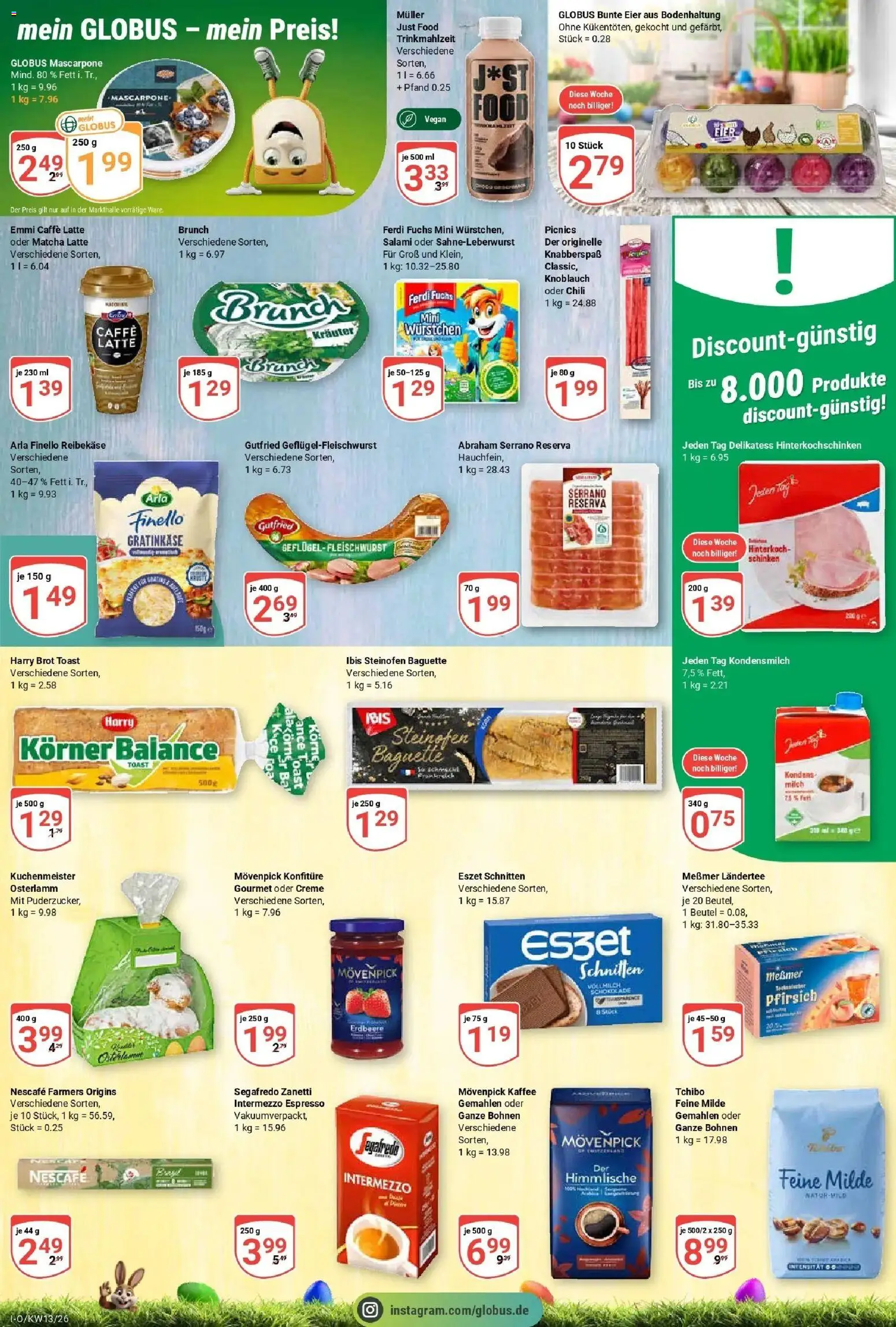 Globus prospekt Idar-Oberstein	 – gültig ab 23.03.2026 | Seite: 13 | Produkte: Milch, Kaffee, Schokolade, Reibekase
