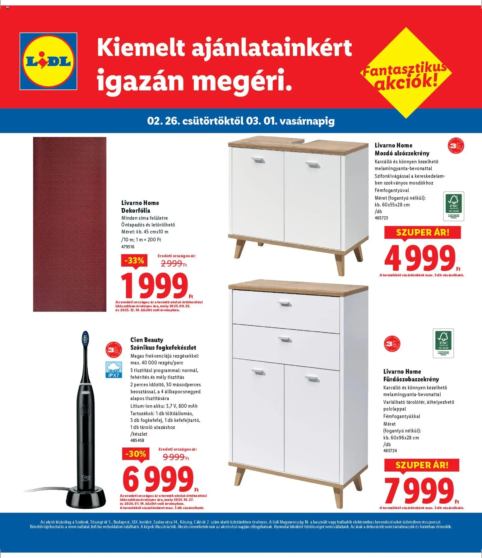 Lidl akciós ujság - amely érvényes a következő dátumtól: 26.02.2026 | Oldal: 4 | Termékek: Mosdó