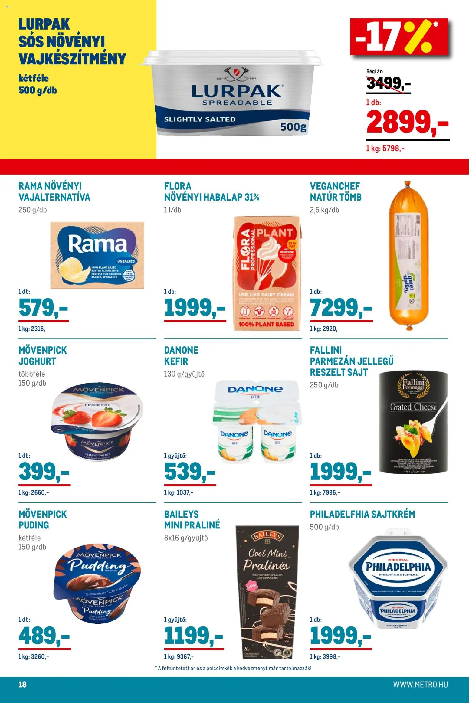 Metro akciós ujság - amely érvényes a következő dátumtól: 01.12.2025 | Oldal: 18 | Termékek: Puding, Rama, Reszelt sajt, Sajt