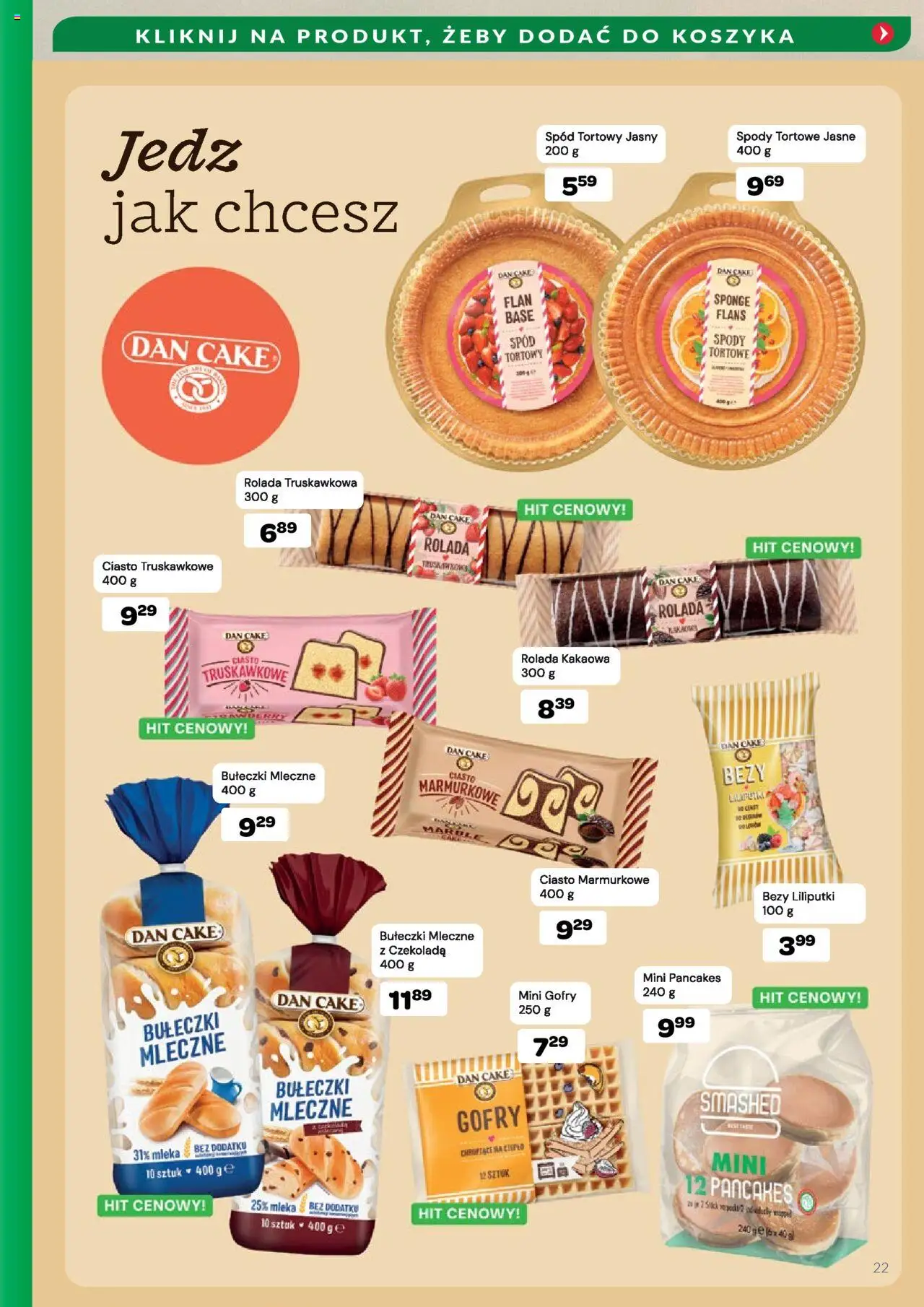 Eurocash Gazetka - Słodycze kawy i herbaty od 01.10.2025 | Strona: 22 | Produkty: Ciasto, Mleka, Bezy, Pancakes