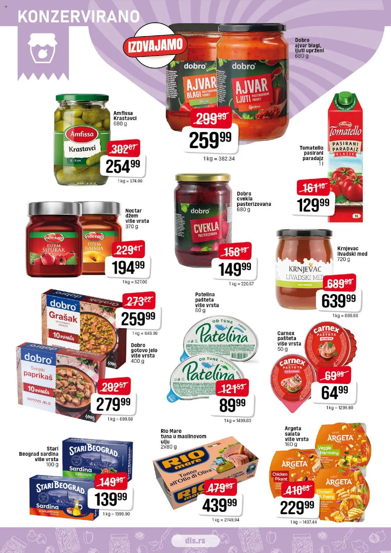 Super DIS katalog - važi od 23.04.2026 | Strana: 8 | Proizvode: Ajvar, Grašak, Pasirani paradajz, Sardina