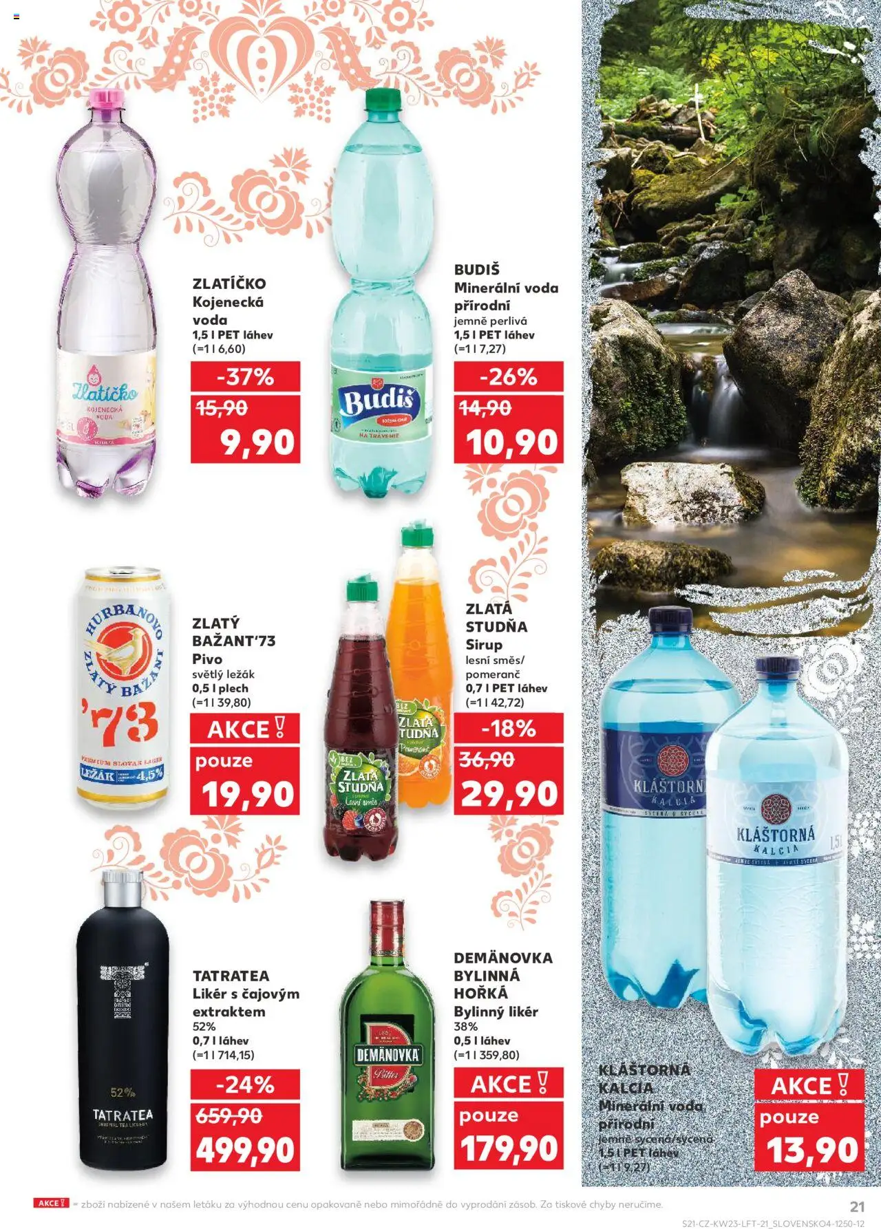Kaufland leták - Praha 8 od 04.06.2025 | Strana: 21 | Produkty: Likér, Kláštorná kalcia, Minerální voda, Tatratea