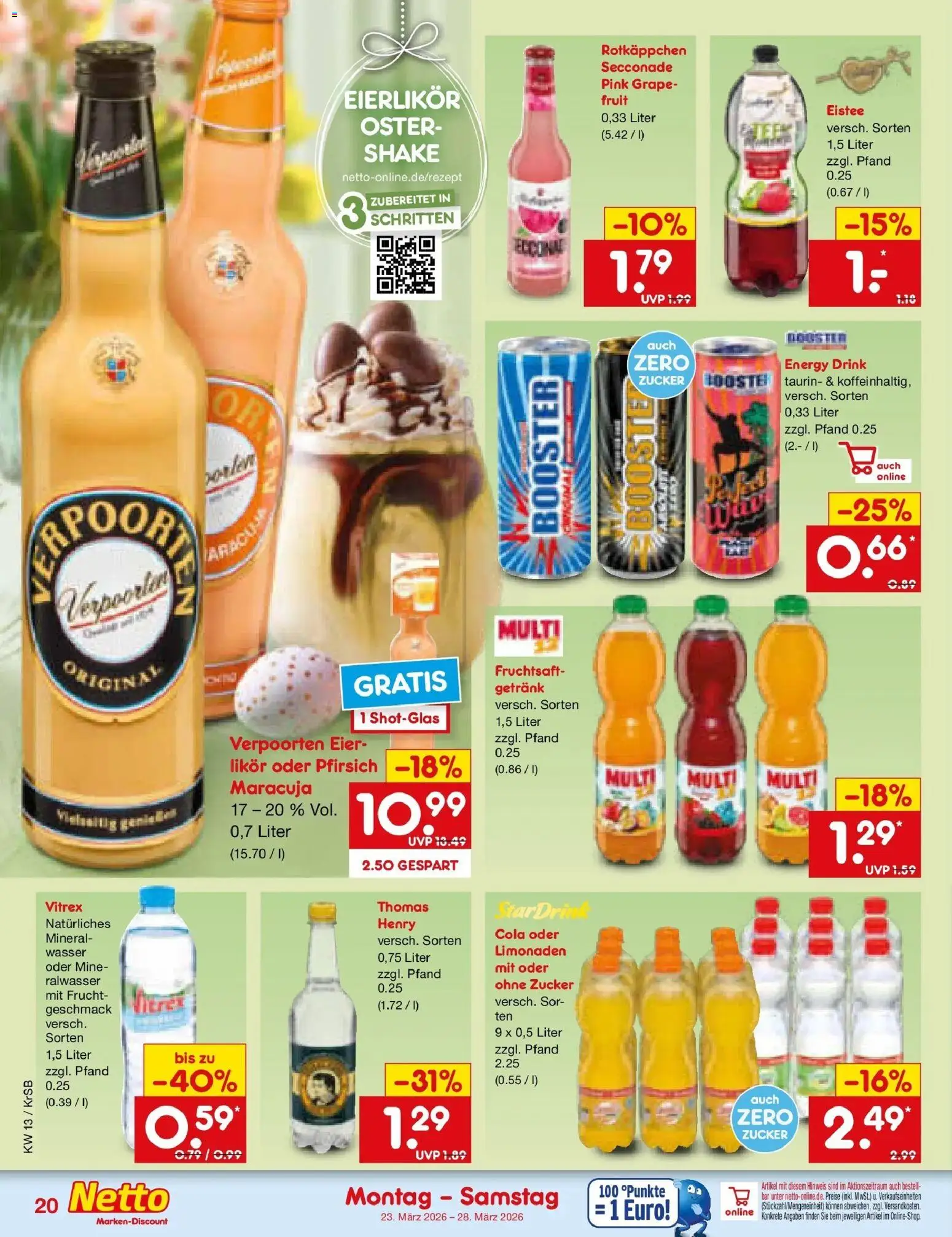 Netto Marken-Discount Prospekt Jüchen	 – gültig ab 23.03.2026 | Seite: 22 | Produkte: Cola, Energy, Zucker, Pfirsich