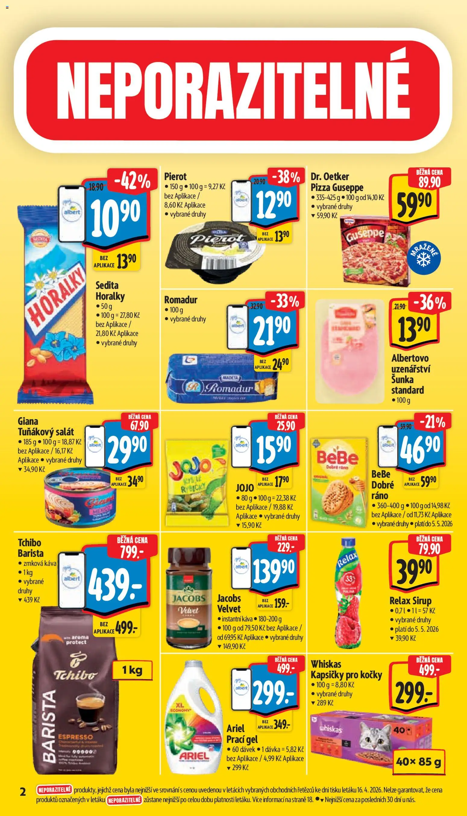 Albert leták - Supermarket od 22.04.2026 | Strana: 6 | Produkty: Jojo, Pizza, Horalky, Velvet