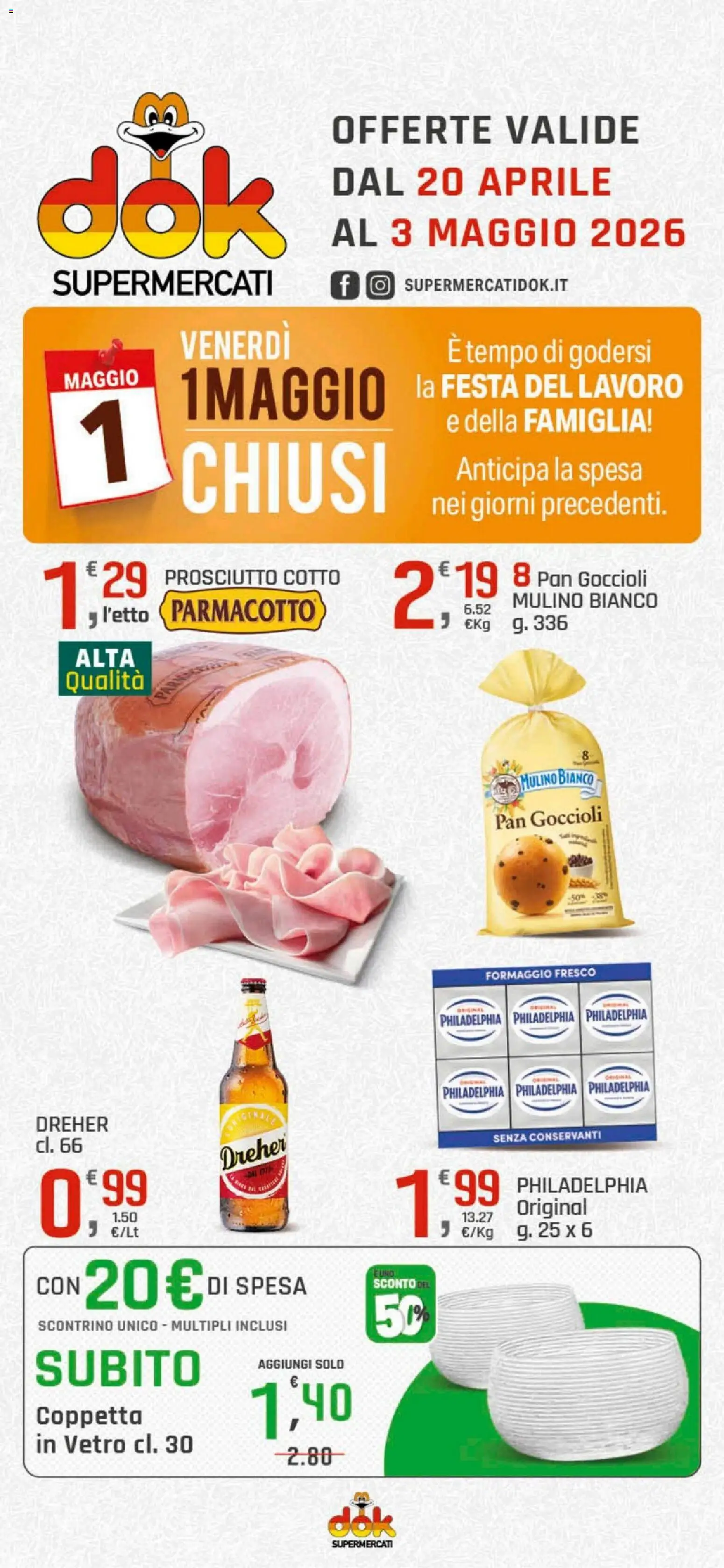 Volantino DOK del 20.04.2026 | Pagina: 1 | Prodotti: Prosciutto Cotto, Formaggio, Prosciutto