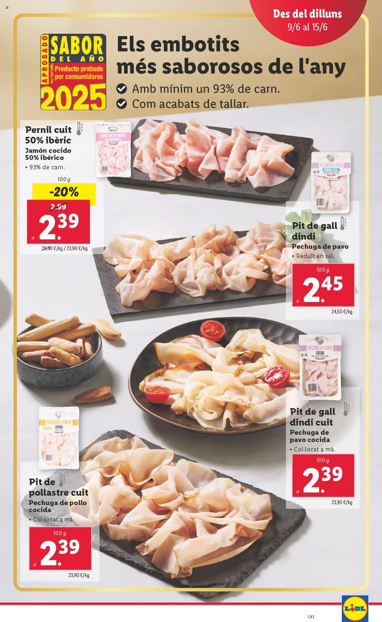 Lidl catálogo BCN │ válido desde el 09.06.2025 | Página: 9 | Productos: Jamón, Jamón cocido