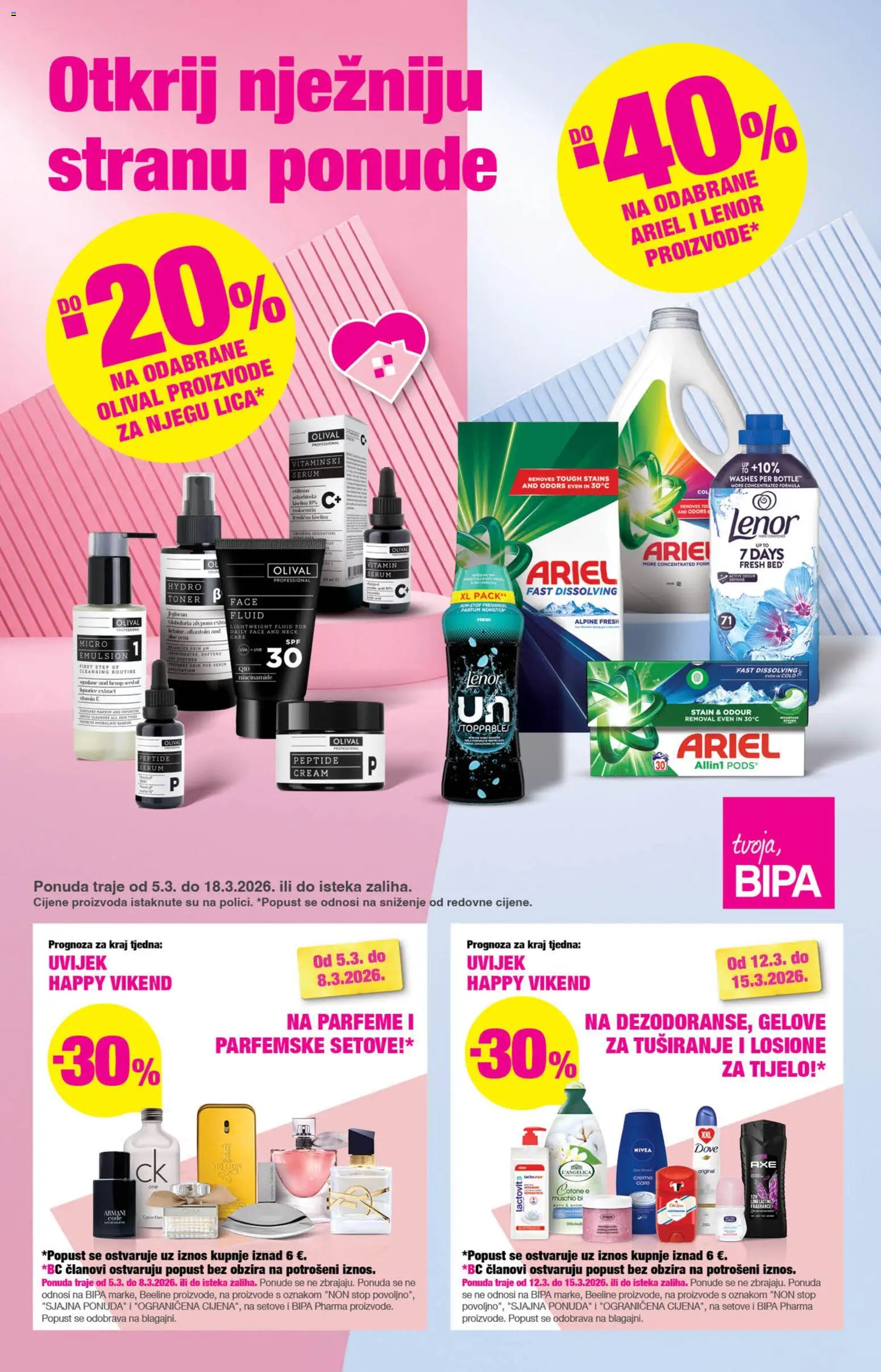 Bipa katalog | vrijedi od 05.03.2026 | Stranica: 1 | Proizvodi: Parfem, Nivea, Dove, Ariel