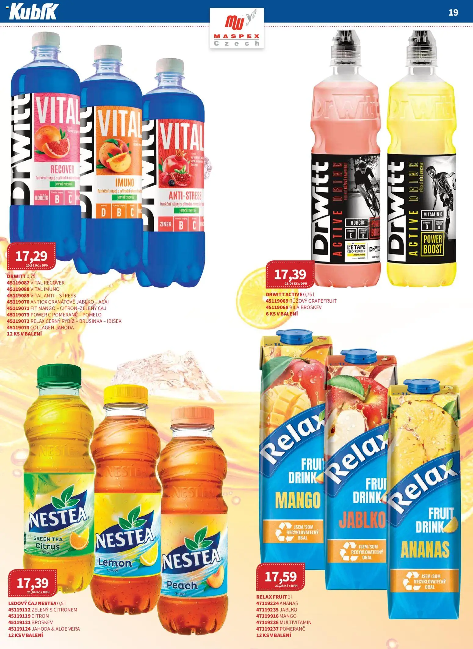 Kubík leták - Velkoobchod 01/2026 od 07.01.2026 | Strana: 19 | Produkty: Pomelo, Nestea, Granátové jablko, Aloe vera
