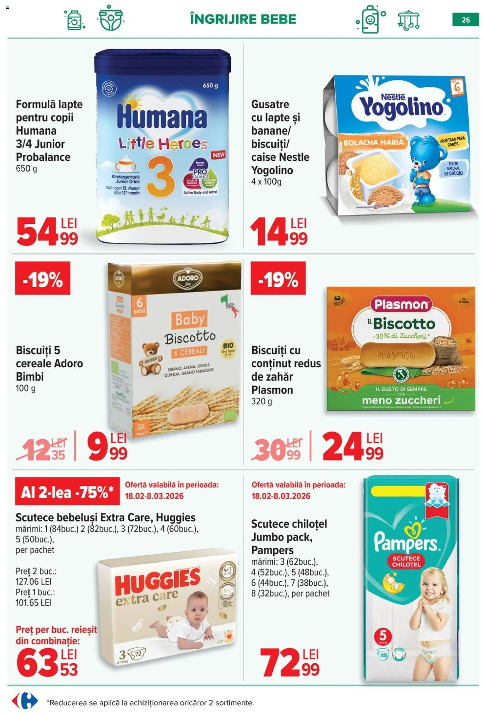 Noul catalog Carrefour – valabil de la 25.02.2026 | Pagină: 27 | Produse: Body, Cereale, Biscuiți, Scutece