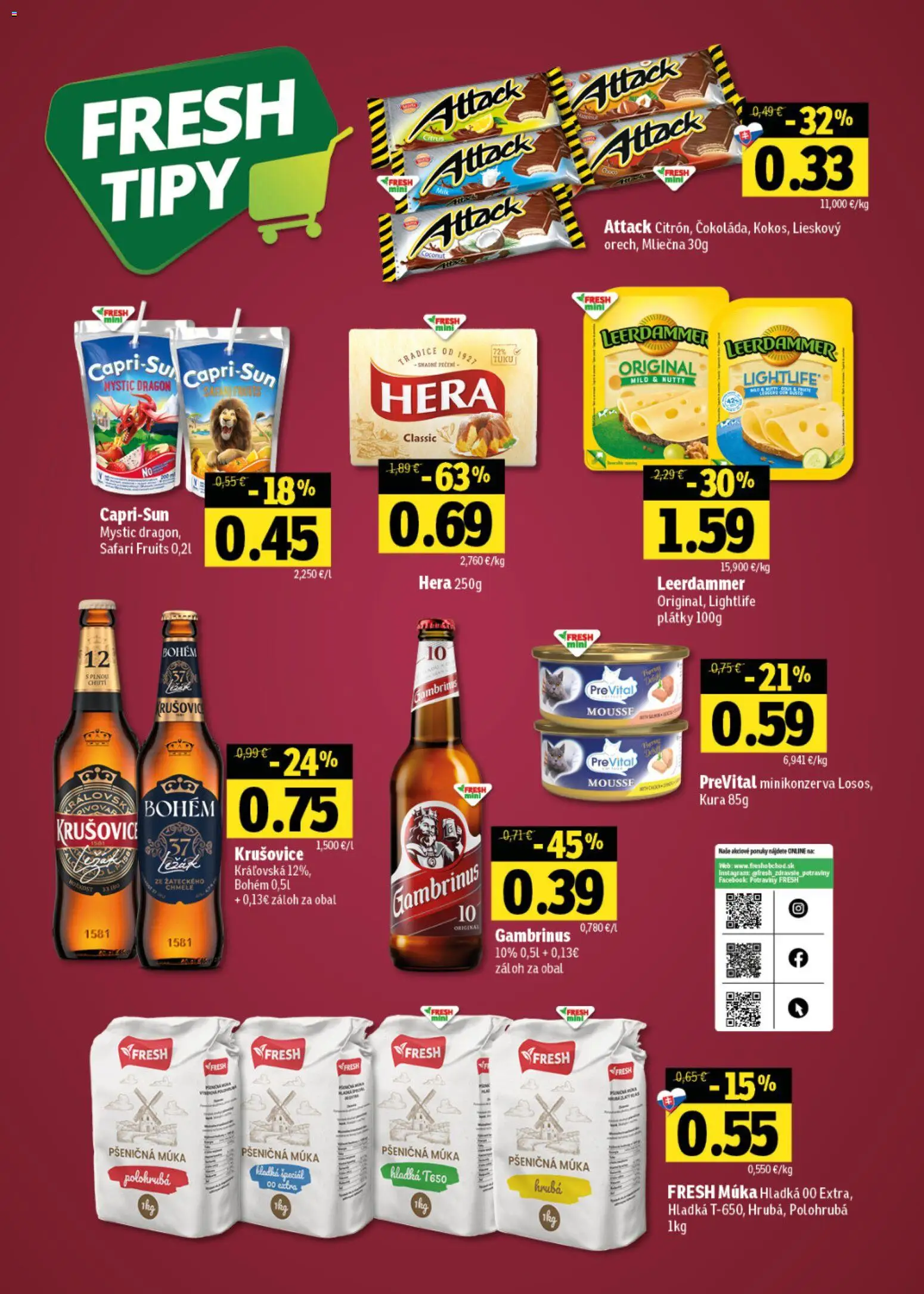 Nové Fresh akcie – leták je platný od 04.12.2025 | Strana: 29 | Produkty: Pšeničná múka, Múka, Gambrinus, Hera