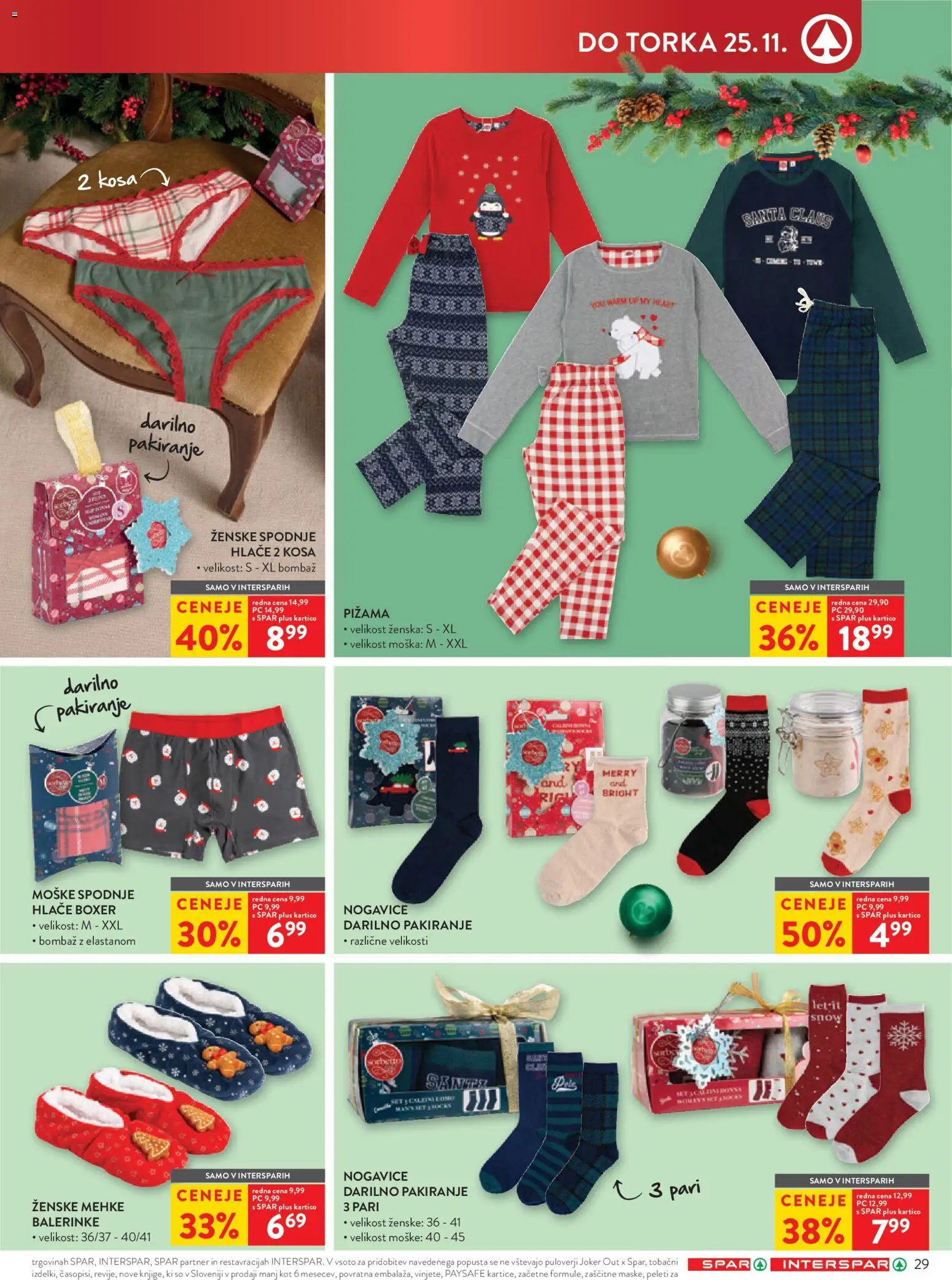 Novi Spar katalog ponudbe – veljaven od 12.11.2025 | Stran: 35 | Izdelki: Pižama, Spodnje hlace, Nogavice, Balerinke