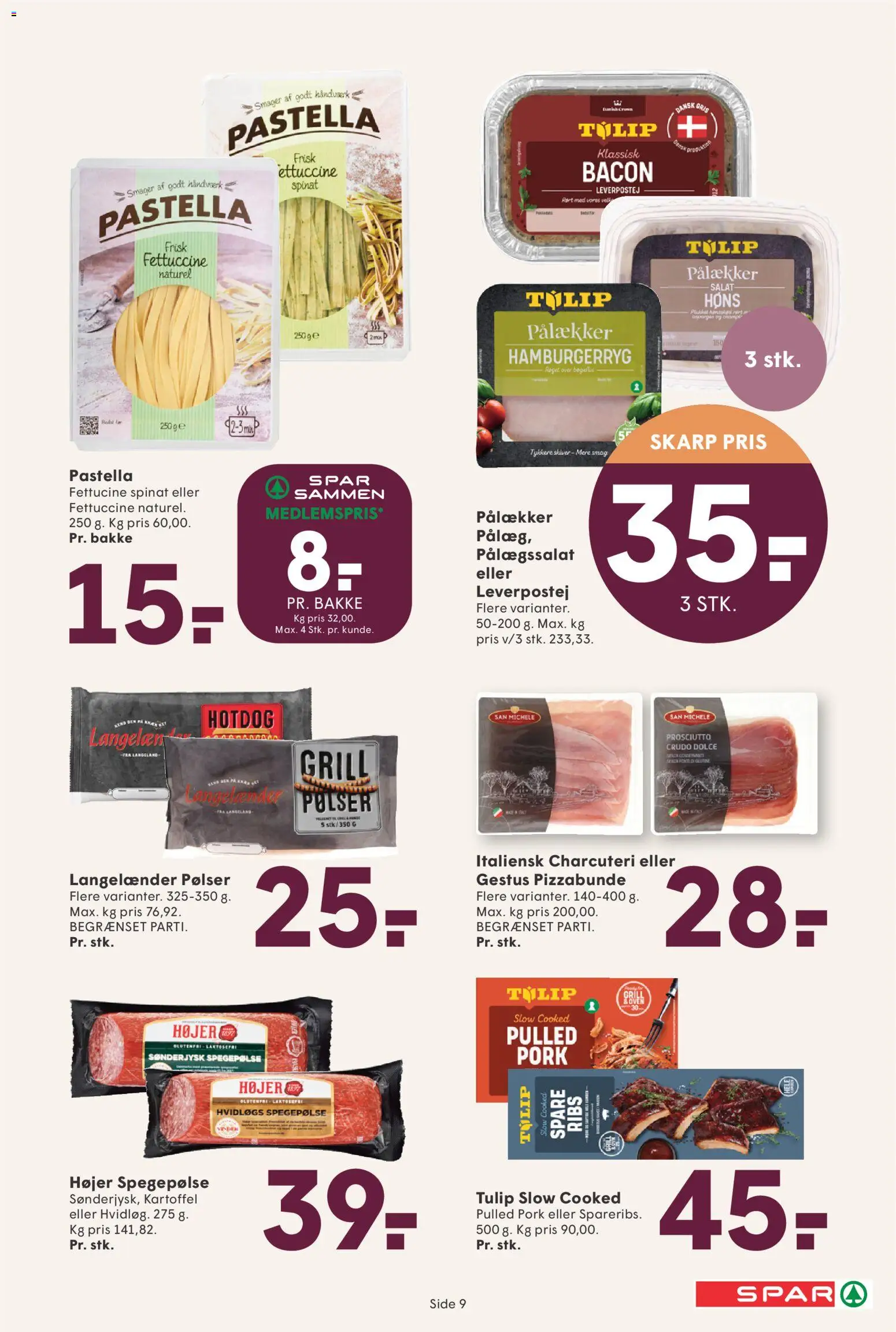 Spar tilbudsavis – gyldig fra 24.10.2025 | Side: 9 | Produkter: Pølser, Salat, Hamburgerryg, Grill