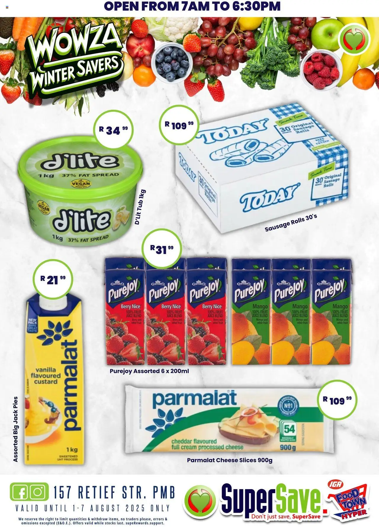 Super Save Specials │ valid from 01.08.2025 | Page: 50 | Products: Custard, Juice, Mango, Sausage