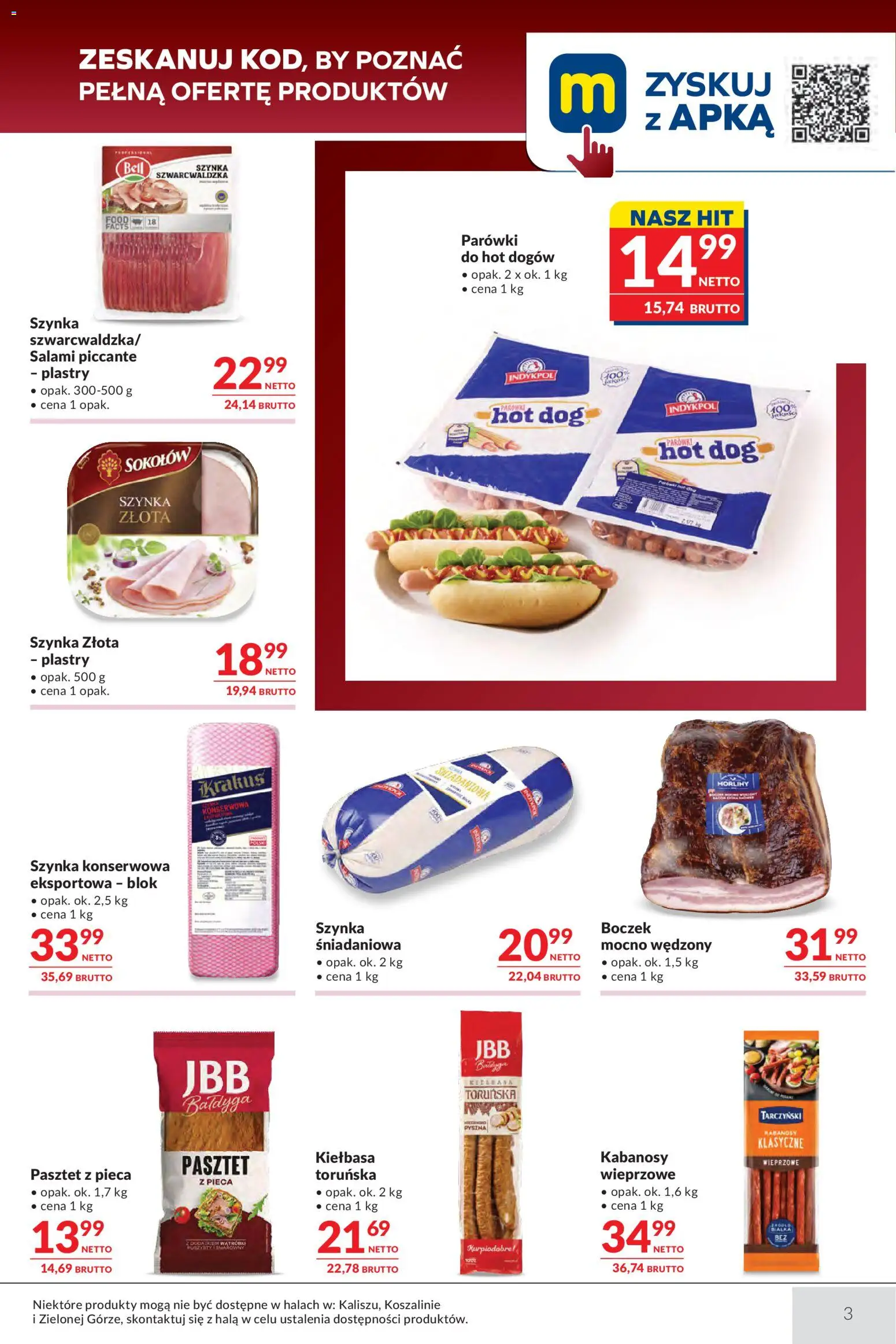 Makro Gazetka - Oferta dla gastronomii od 07.01.2026 | Strona: 3 | Produkty: Kabanosy, Parówki, Boczek, Szynka szwarcwaldzka