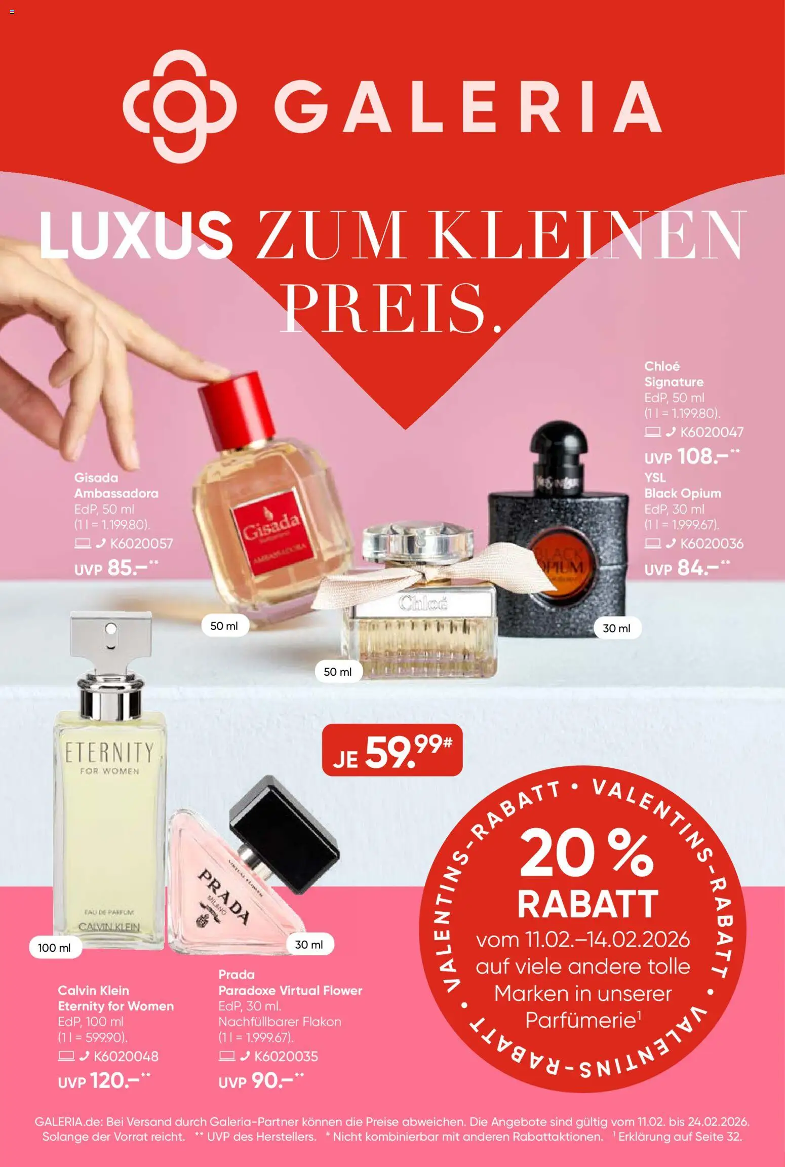 Galeria Karstadt Kaufhof Prospekt 	 – gültig ab 11.02.2026 | Seite: 1 | Produkte: Parfüm, Eau de Parfum
