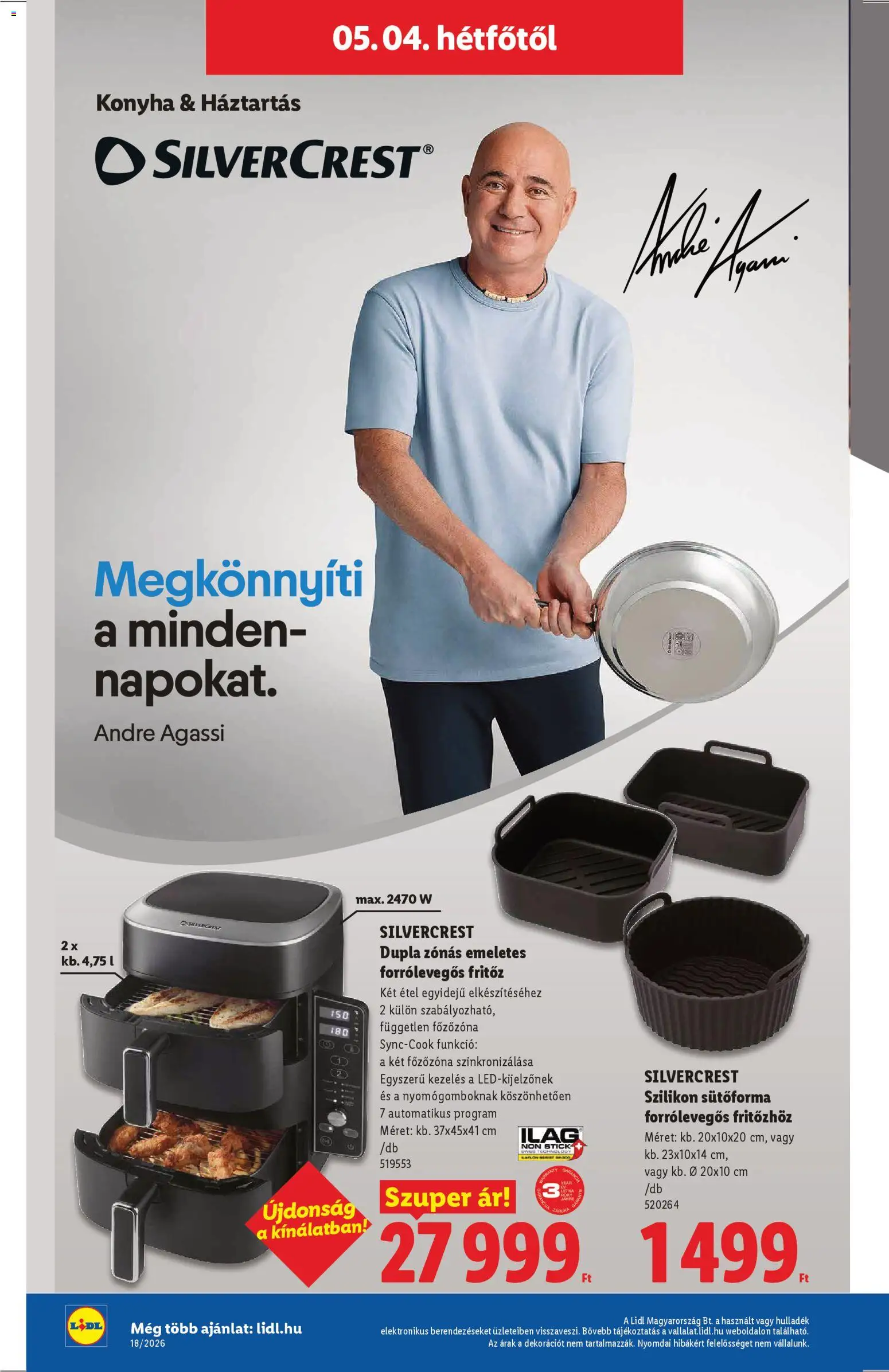 Lidl akciós ujság - amely érvényes a következő dátumtól: 30.04.2026 | Oldal: 22 | Termékek: Fritőz, Sütőforma