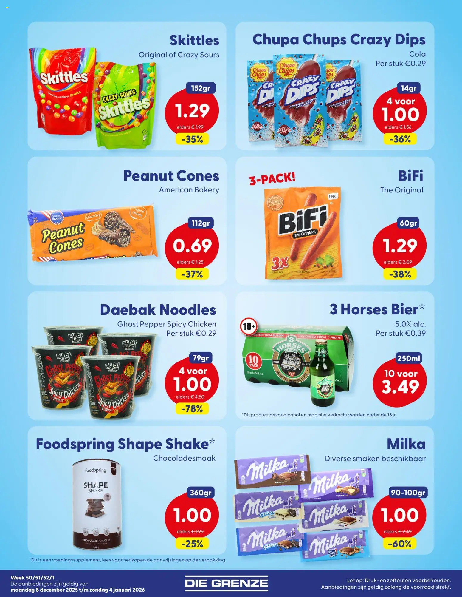 {H1} | Pagina: 5 | Producten: Chips, Room, Skittles, Alcohol