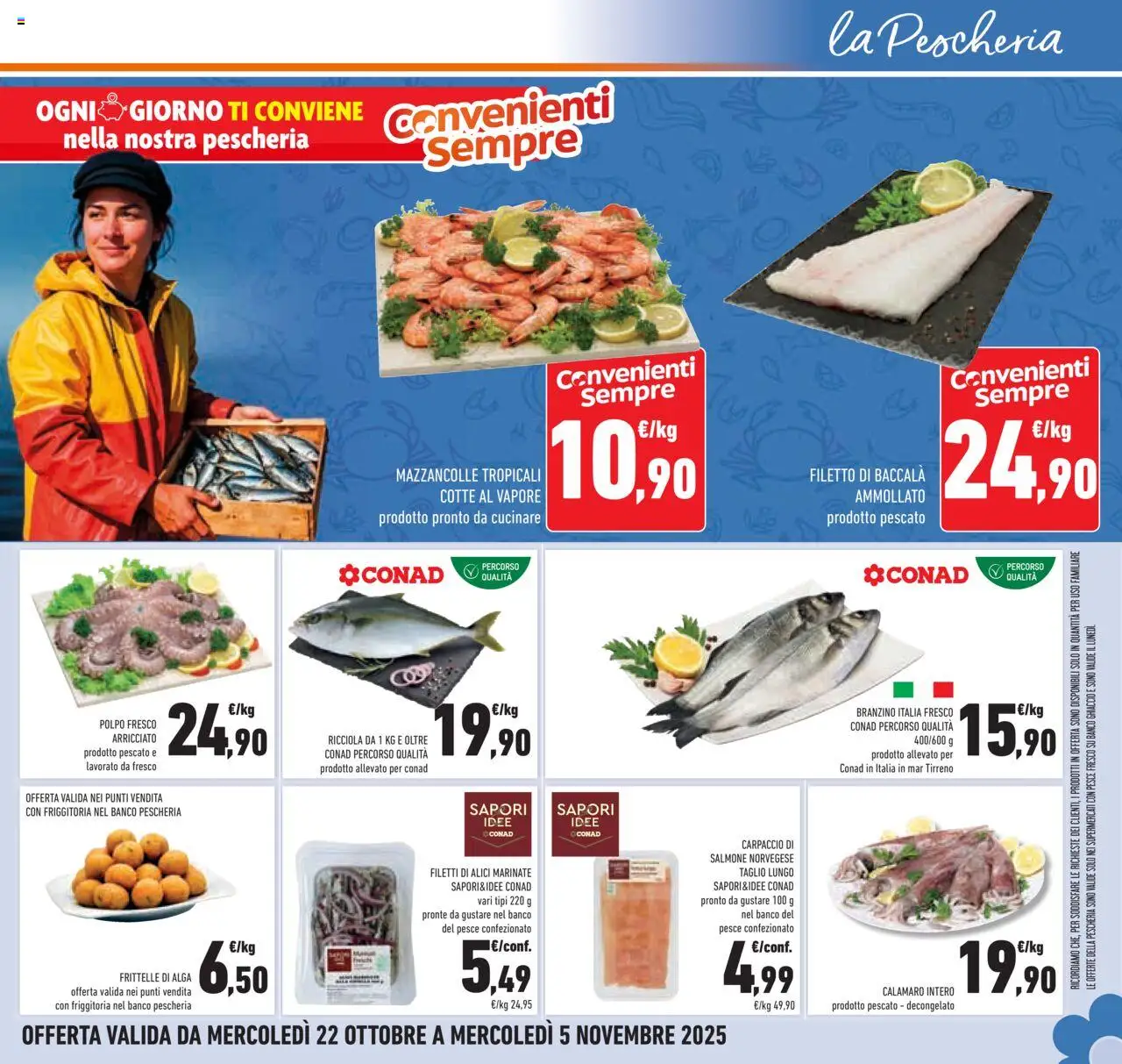 Volantino Conad del 22.10.2025 | Pagina: 33 | Prodotti: Salmone, Polpo, Branzino, Alici