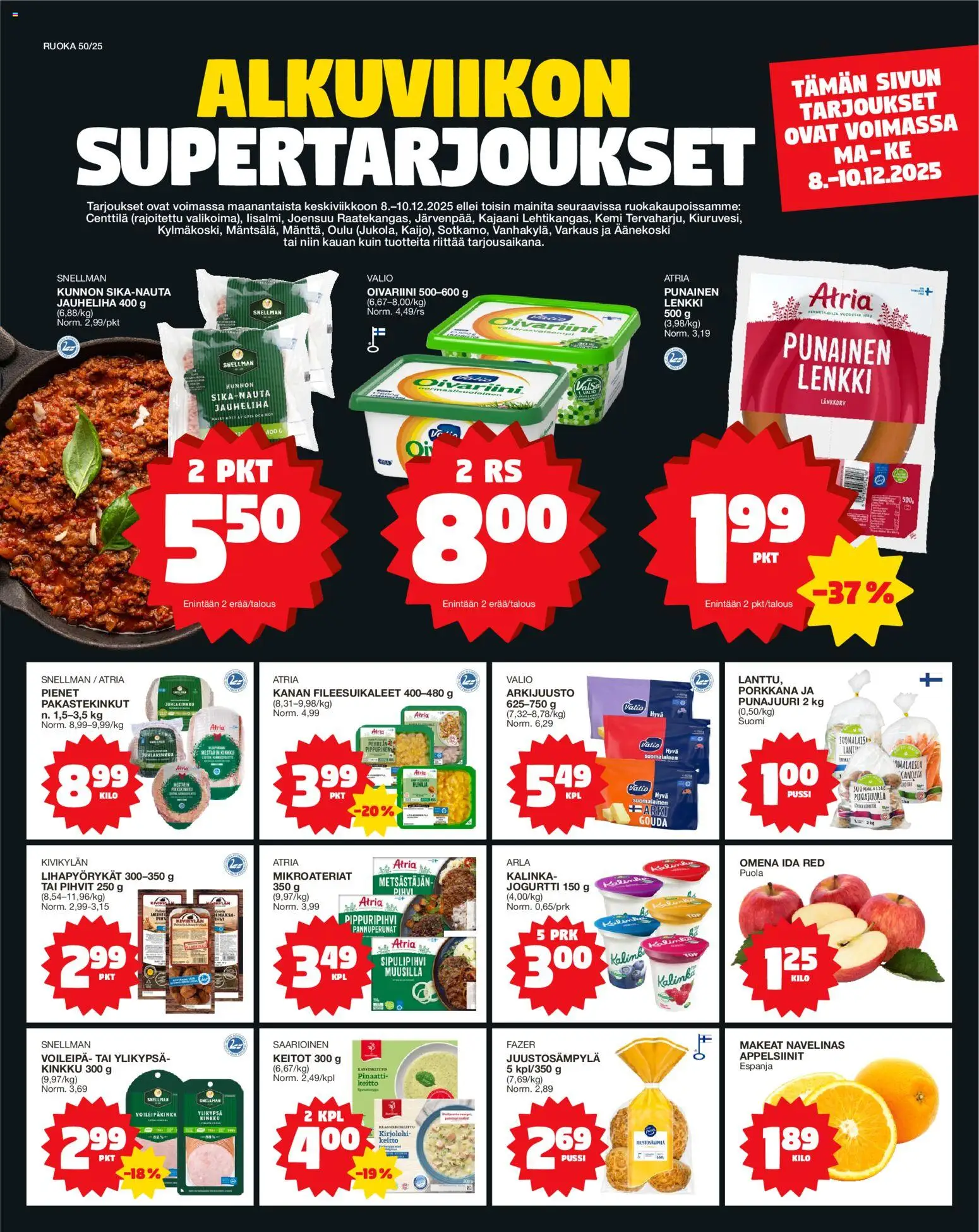 Tokmanni Ruokatarjoukset – voimassa 08.10.2025 alkaen | Sivu: 1 | Tuotteet: Voileipä, Keitto, Pippuri, Porkkana