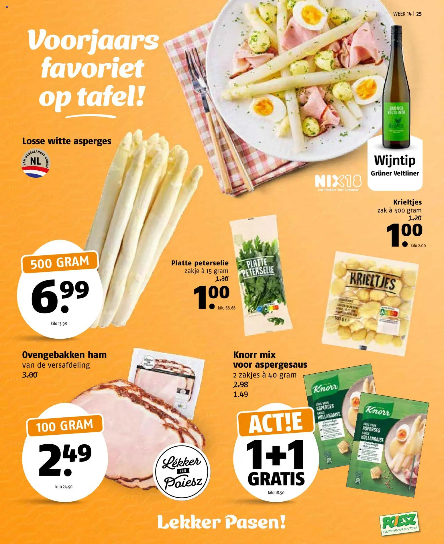 {H1} | Pagina: 25 | Producten: Ham, Krieltjes, Zak, Tafel