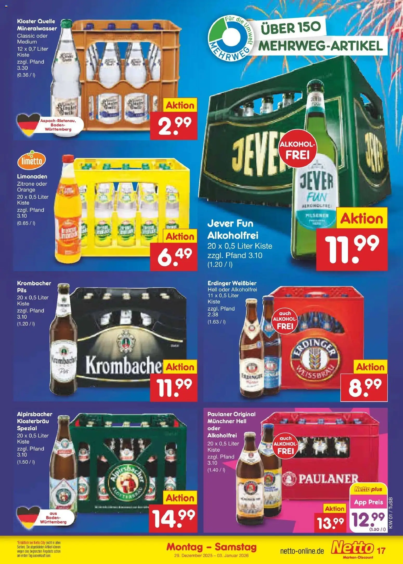 Netto Marken-Discount prospekt Lahr-Langenwinkel	 – gültig ab 28.12.2025 | Seite: 17 | Produkte: Erdinger, Pils, Mineralwasser, Krombacher