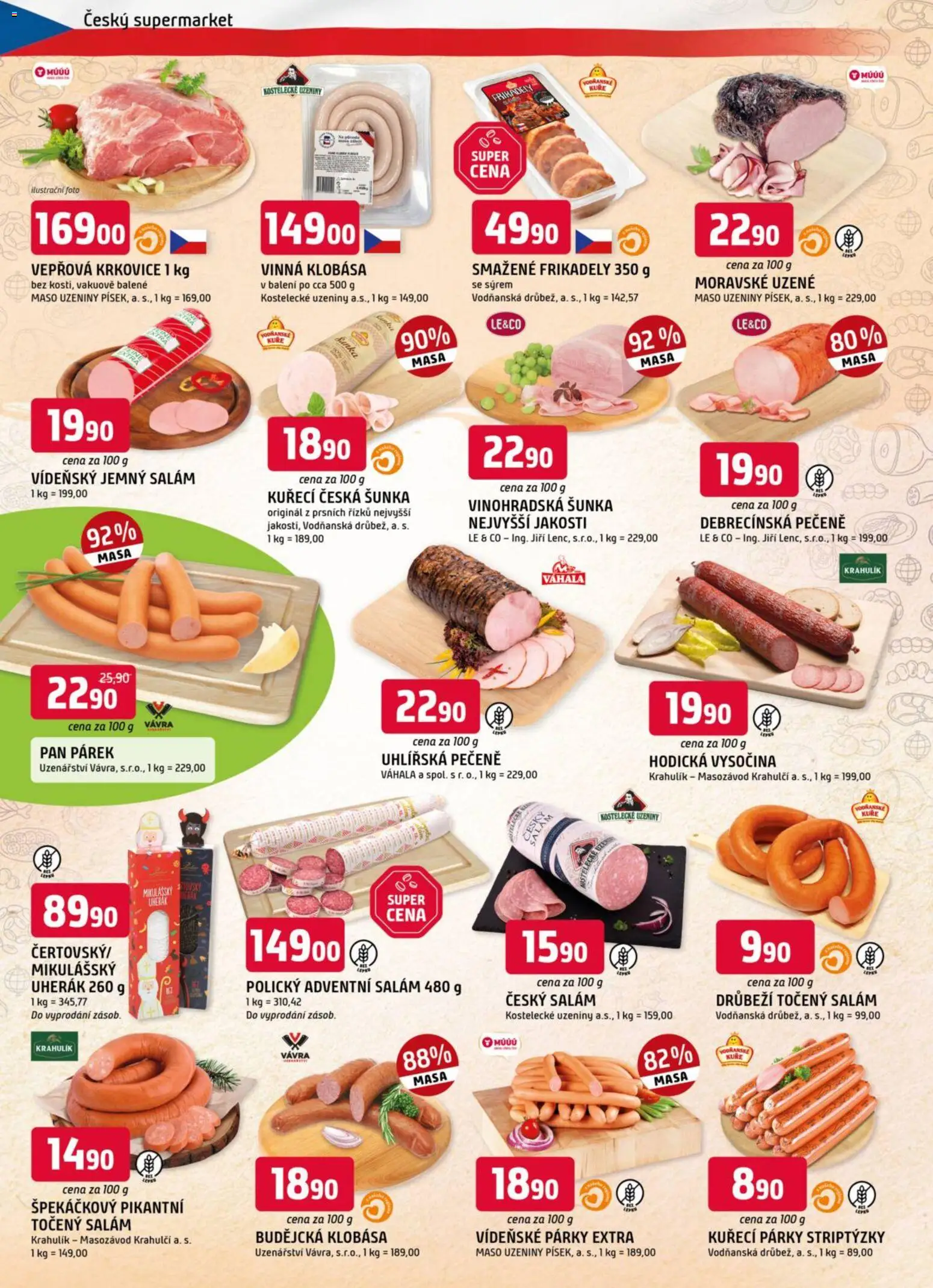 Trefa leták od 19.11.2025 | Strana: 2 | Produkty: Vídeňské párky, Párky, Moravské uzené, Vepřová krkovice