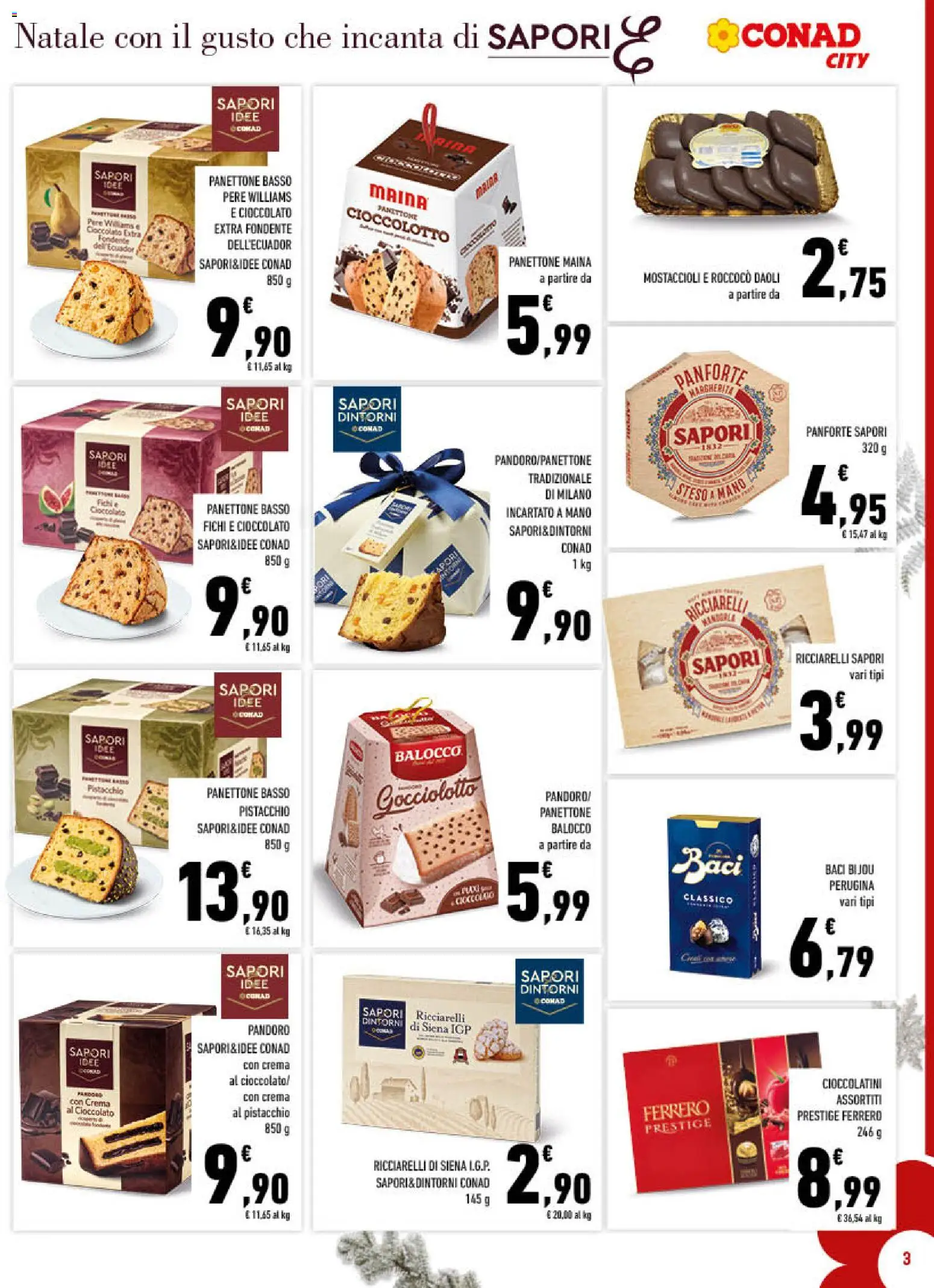 Volantino Conad del 10.12.2025 | Pagina: 3 | Prodotti: Crema, Pandoro, Panettone, Cioccolatini