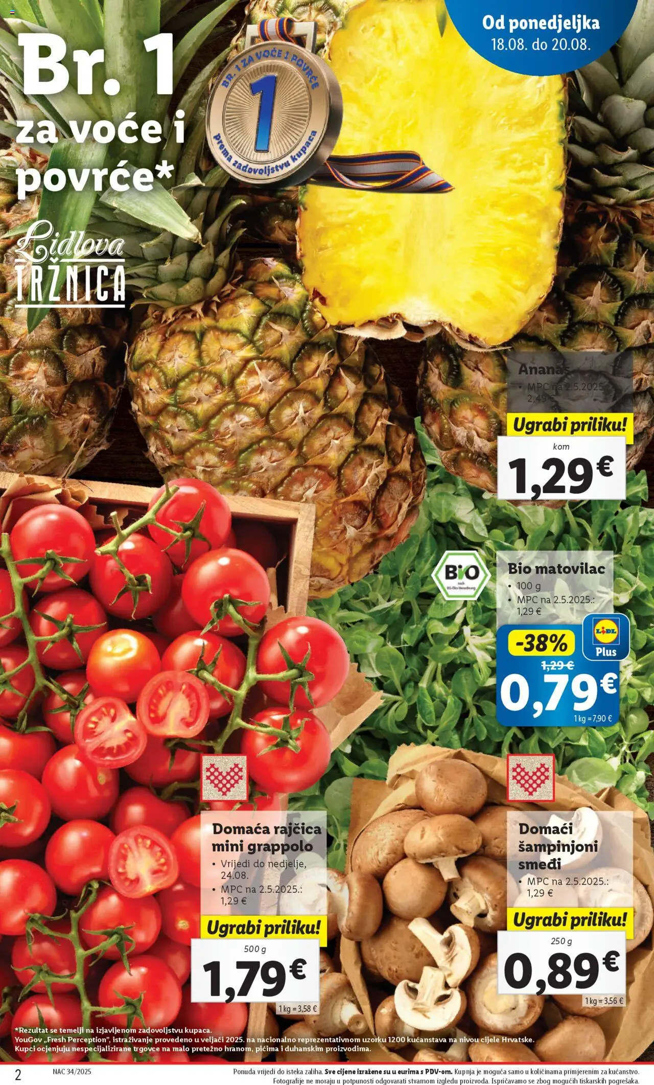 Lidl katalog | vrijedi od 18.08.2025 | Stranica: 2 | Proizvodi: Ananas, Šampinjoni, Voće, Rajčica