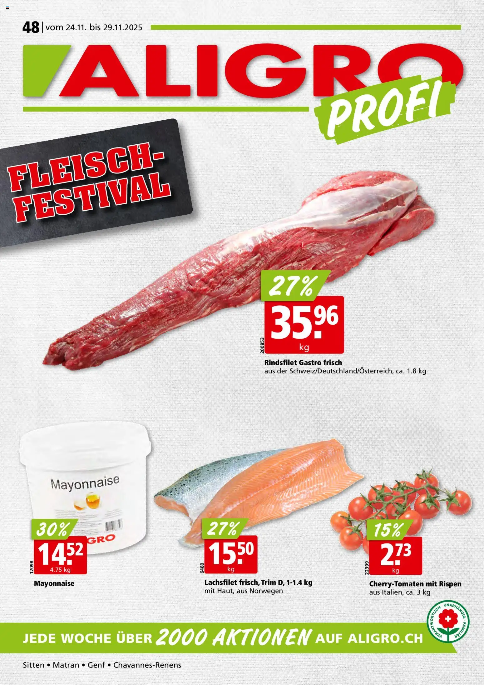 Aligro Aktionen Chavannes, Matran, Genf, Sitten – gültig ab 24.11.2025 | Seite: 1 | Produkte: Mayonnaise